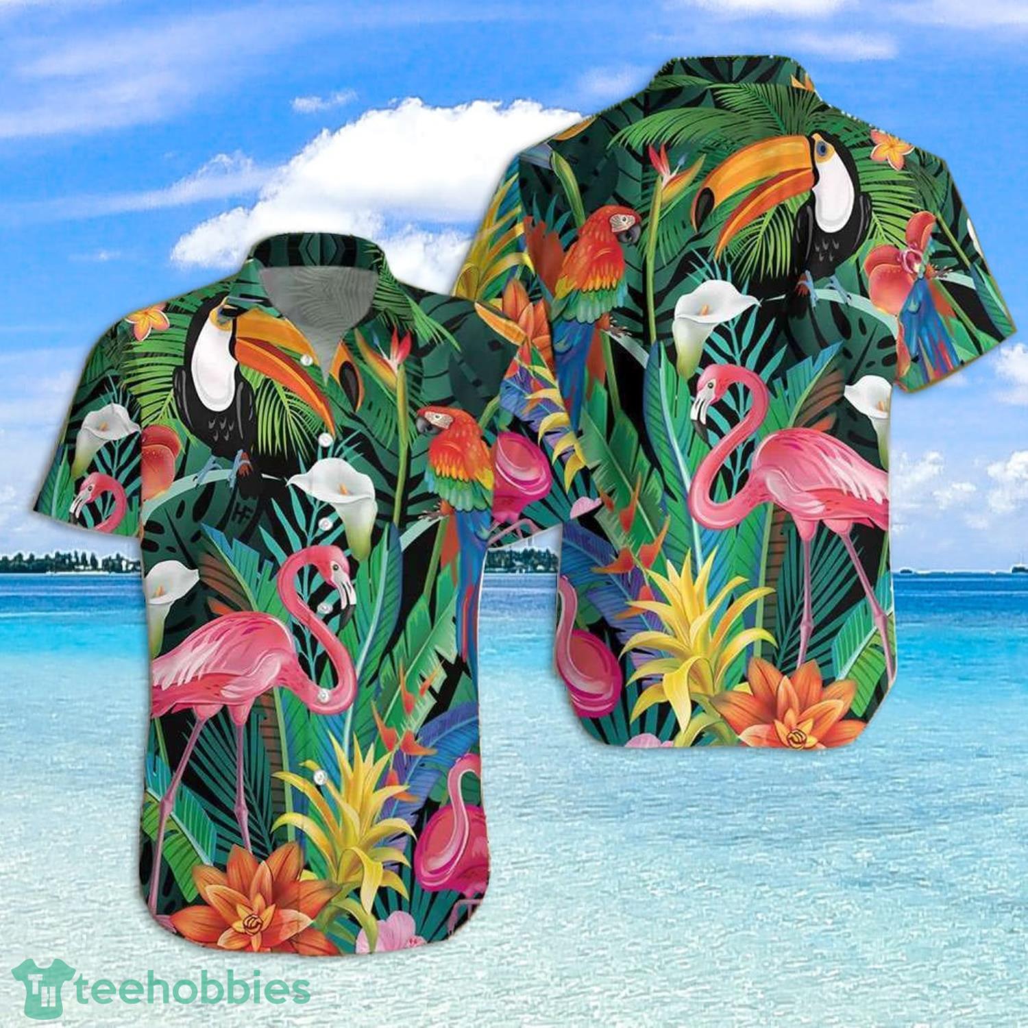 Flamingo Tropical Forest Hawaiian Shirt Summer Gift For Men And Women Product Photo 1 Flamingo Tropical Forest Hawaiian Shirt Summer Gift For Men And Women Product Photo 1