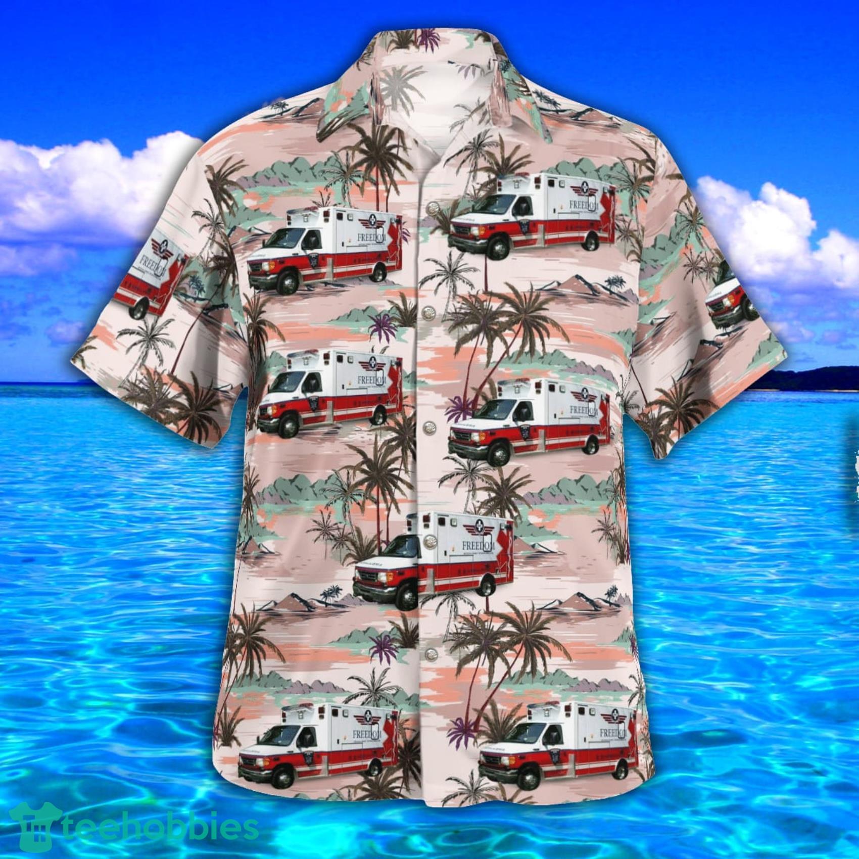 Freedom Ems Rockdale Illinois Tropical Style AOP Short Sleeve Hawaiian Shirt And Beach Short image Freedom Ems Rockdale Illinois Tropical Style AOP Short Sleeve Hawaiian Shirt And Beach Short Product Photo 2