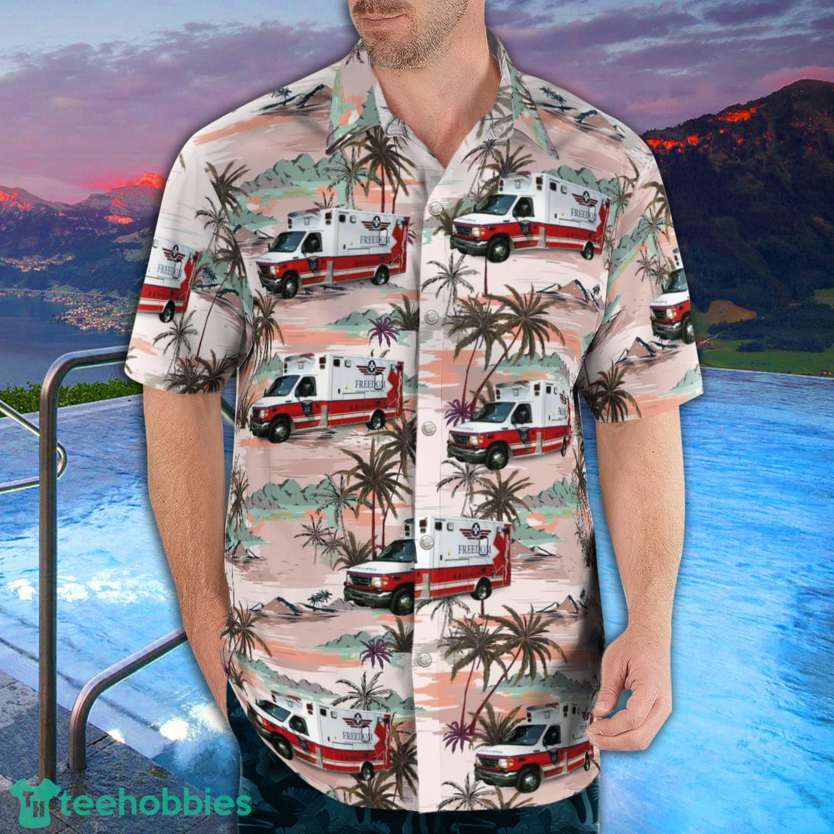 Freedom Ems Rockdale Illinois Tropical Style AOP Short Sleeve Hawaiian Shirt And Beach Short Product Photo 3 Freedom Ems Rockdale Illinois Tropical Style AOP Short Sleeve Hawaiian Shirt And Beach Short Product Photo 3