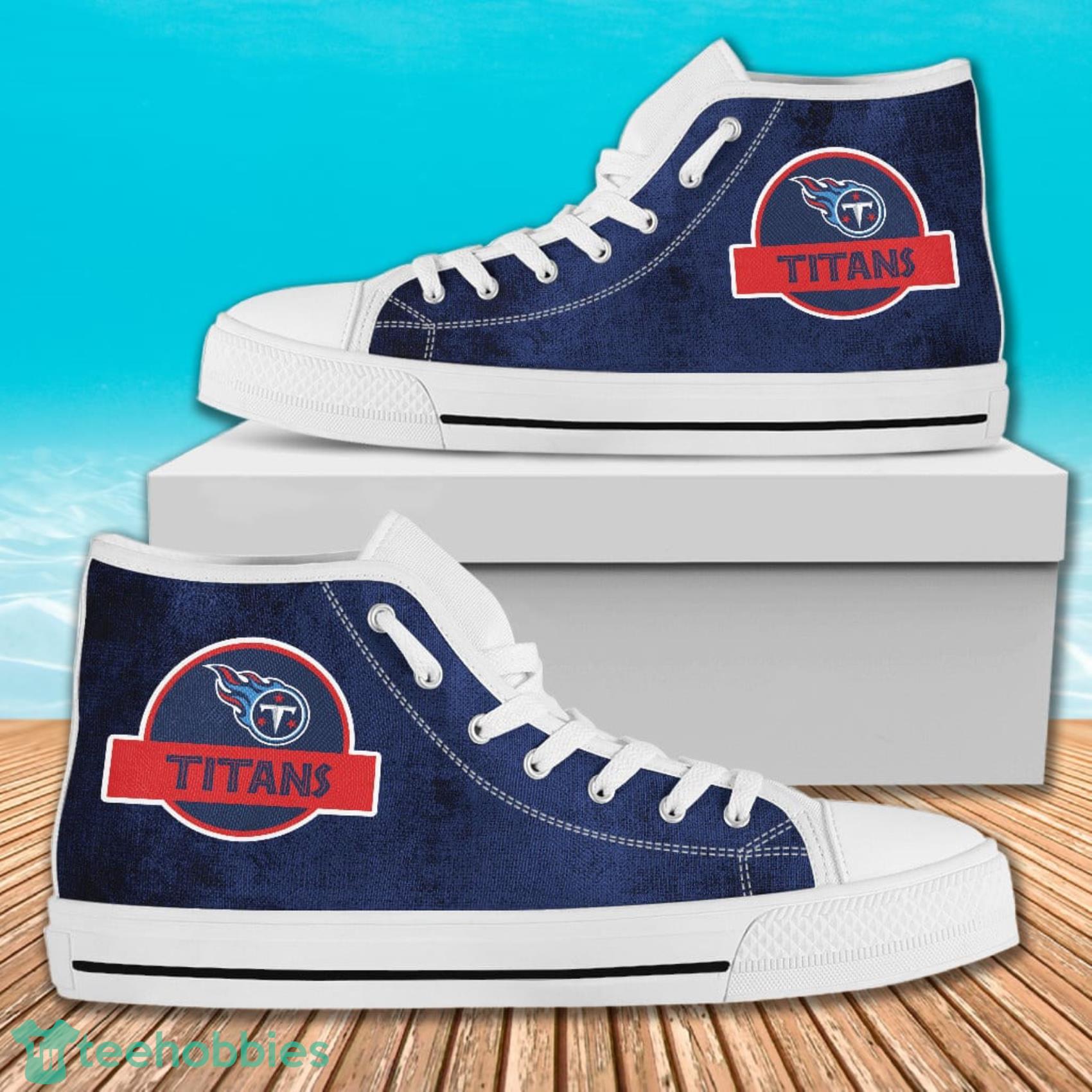 Jurassic Park Tennessee Titans AOP High Top Shoes For Men And Women LXE image Jurassic Park Tennessee Titans AOP High Top Shoes For Men And Women LXE Product Photo 2