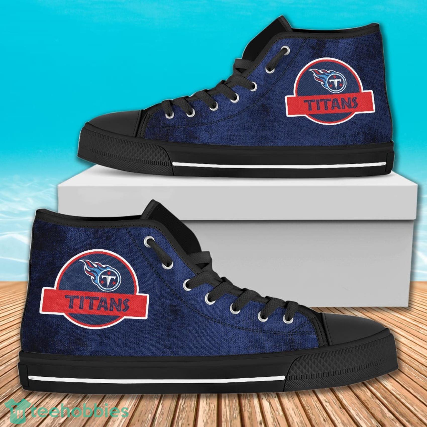 Jurassic Park Tennessee Titans AOP High Top Shoes For Men And Women LXE Product Photo 1 Jurassic Park Tennessee Titans AOP High Top Shoes For Men And Women LXE Product Photo 1