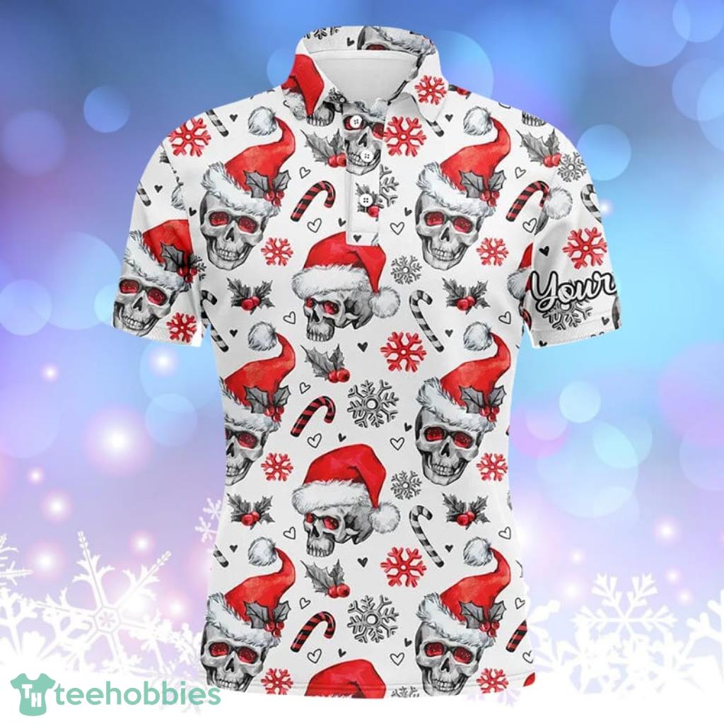 Men Golf Polo Upf Shirts Funny Christmas Skull Pattern Custom Name Team  Golf Polo Shirts, Golfer Gifts