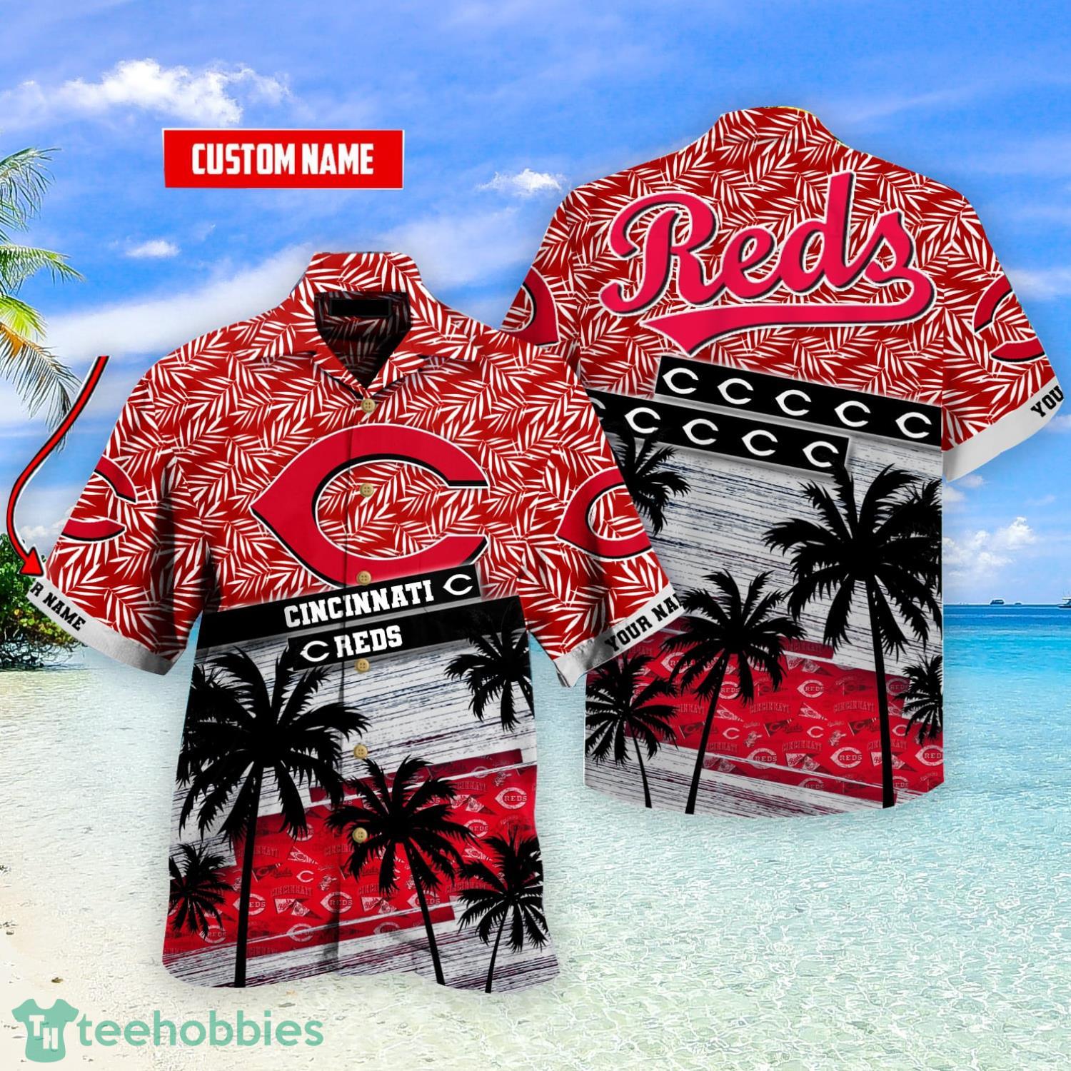 Cincinnati Reds Hawaiian Shirt Red Black Logo Cincinnati Reds Gift