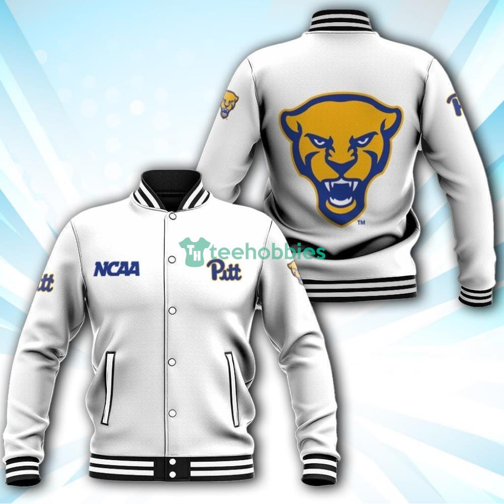 NCAA Pittsburgh Panthers White Baseball Jacket For Fans Product Photo 1 NCAA Pittsburgh Panthers White Baseball Jacket For Fans Product Photo 1