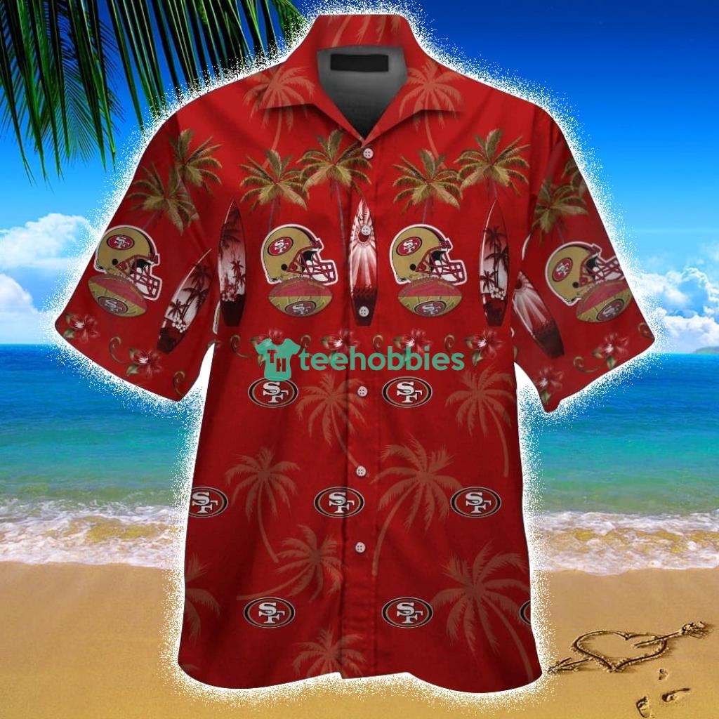 San Francisco 49ers Button Up Tropical Aloha Hawaiian Shirts Product Photo 1 San Francisco 49ers Button Up Tropical Aloha Hawaiian Shirts Product Photo 1