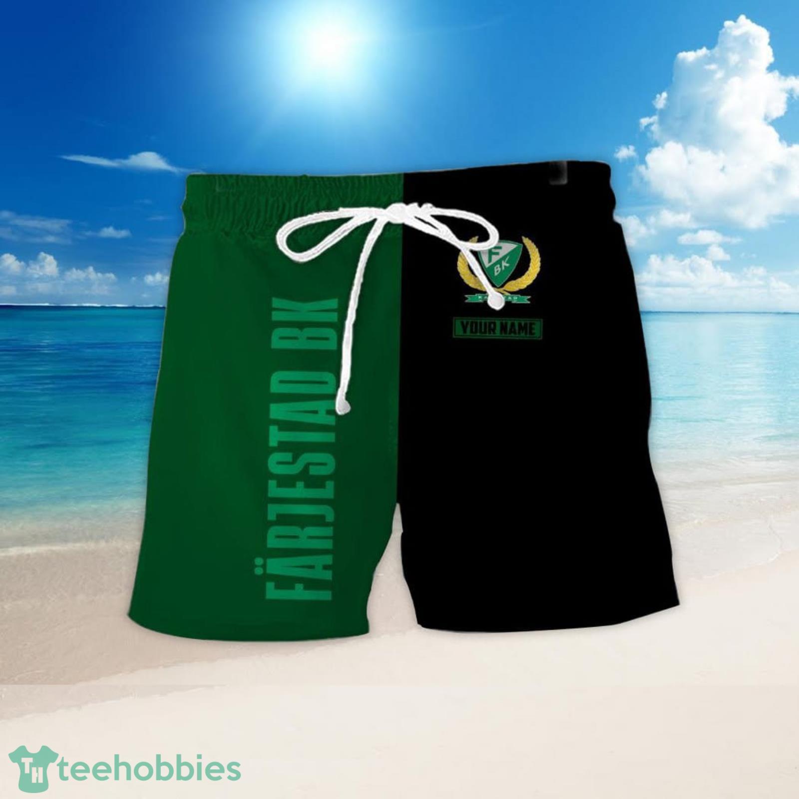 SHL Hockey Farjestad BK Set Hawaiian Shirt And Shorts image SHL Hockey Farjestad BK Set Hawaiian Shirt And Shorts Product Photo 2