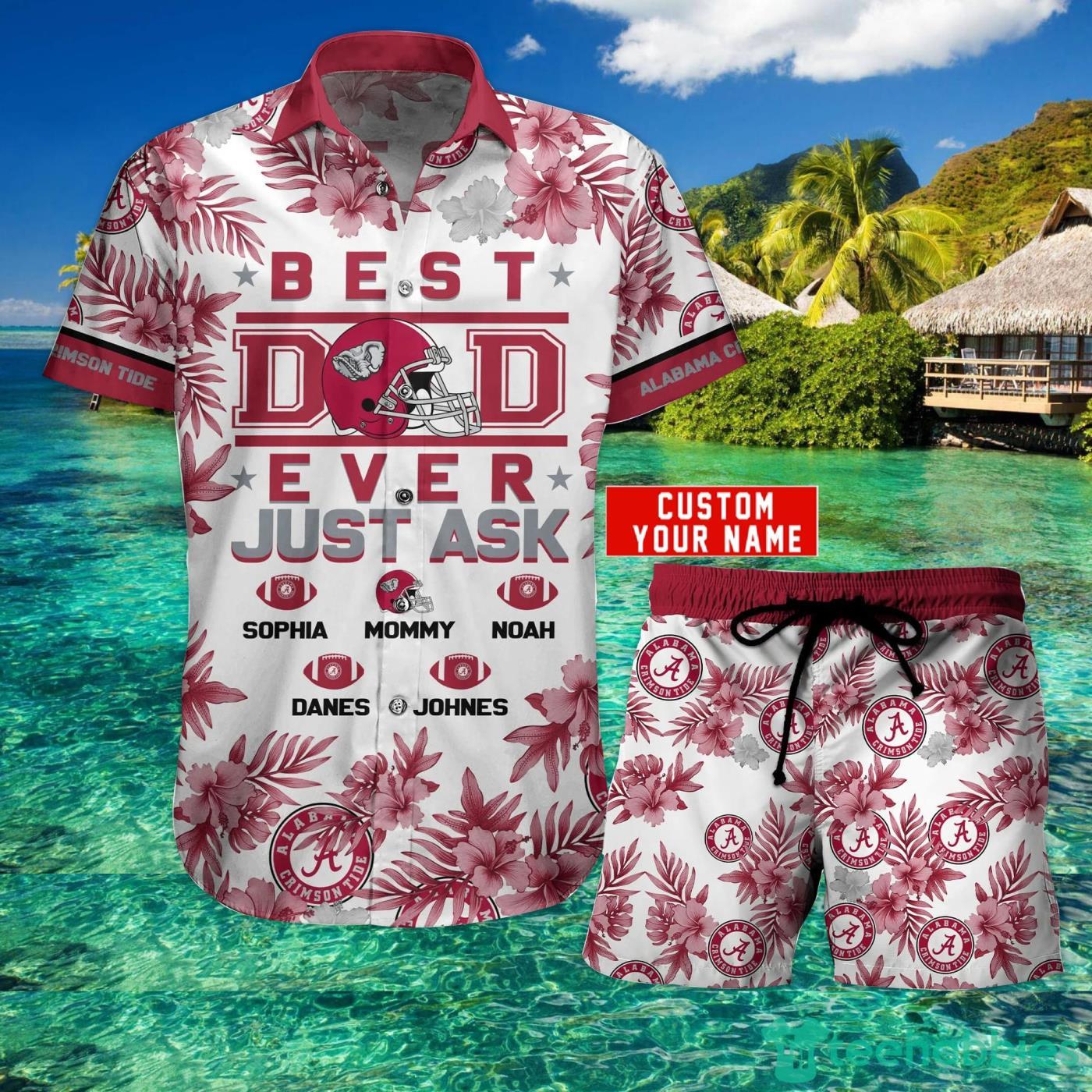 Alabama Crimson Tide Best Dad Custom Name Hawaiian Shirt And Short Summer Gift Product Photo 1