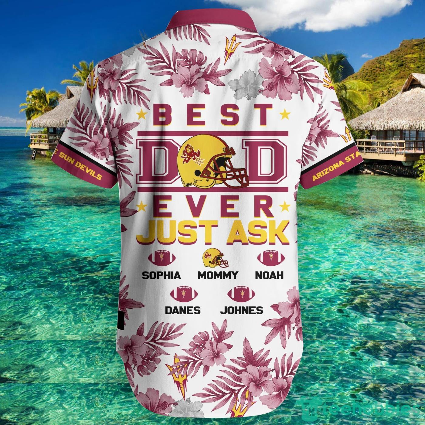 Arizona State Sun Devils Best Dad Custom Name Hawaiian Shirt And Short Summer Gift Product Photo 2