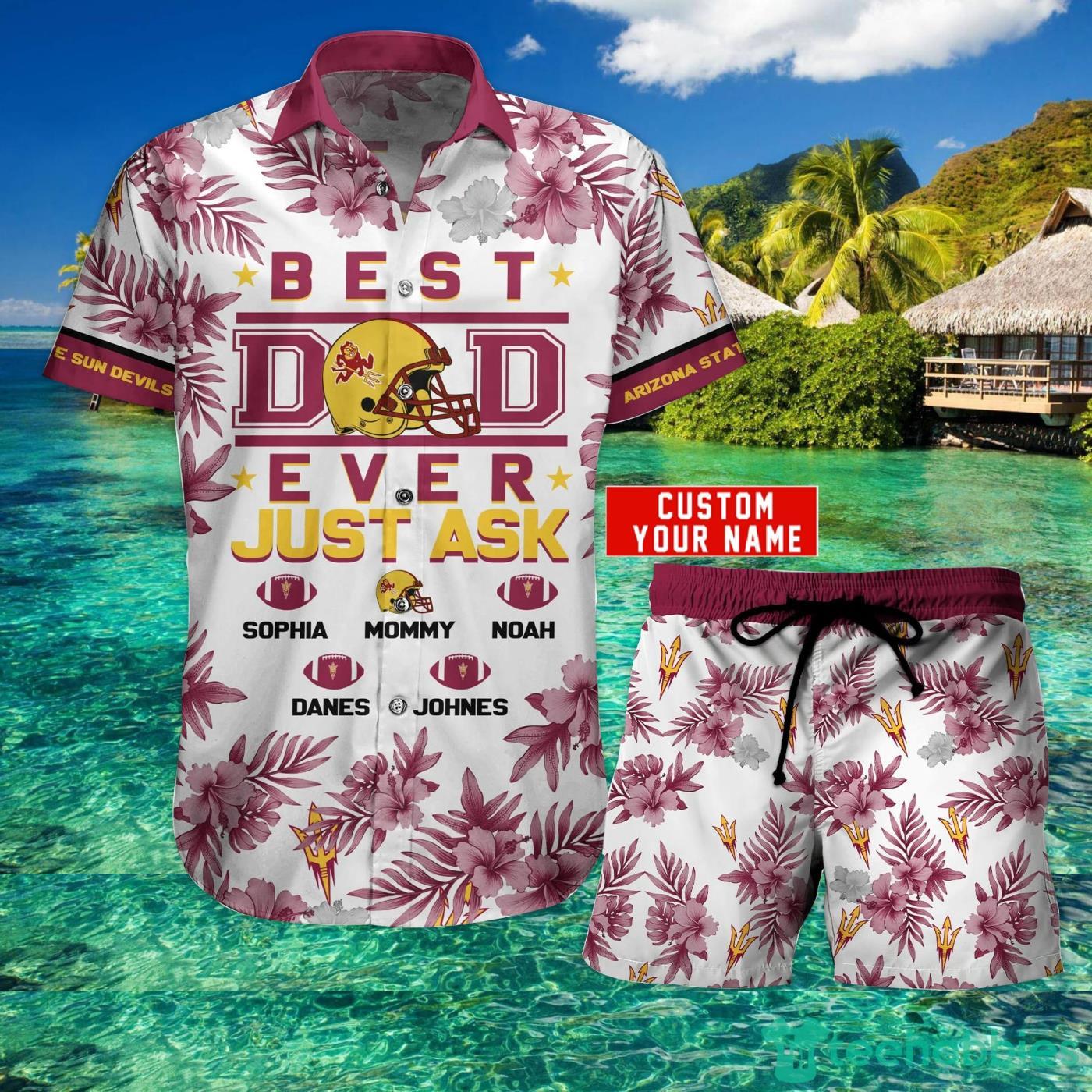 Arizona State Sun Devils Best Dad Custom Name Hawaiian Shirt And Short Summer Gift Product Photo 1