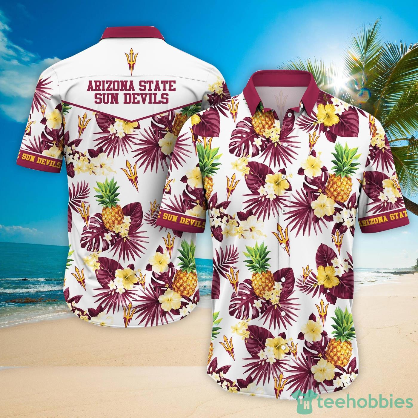 Arizona State Sun Devils Pineapple Tropical Fruit Lover Hawaiian Shirt And Beach Shorts Product Photo 1