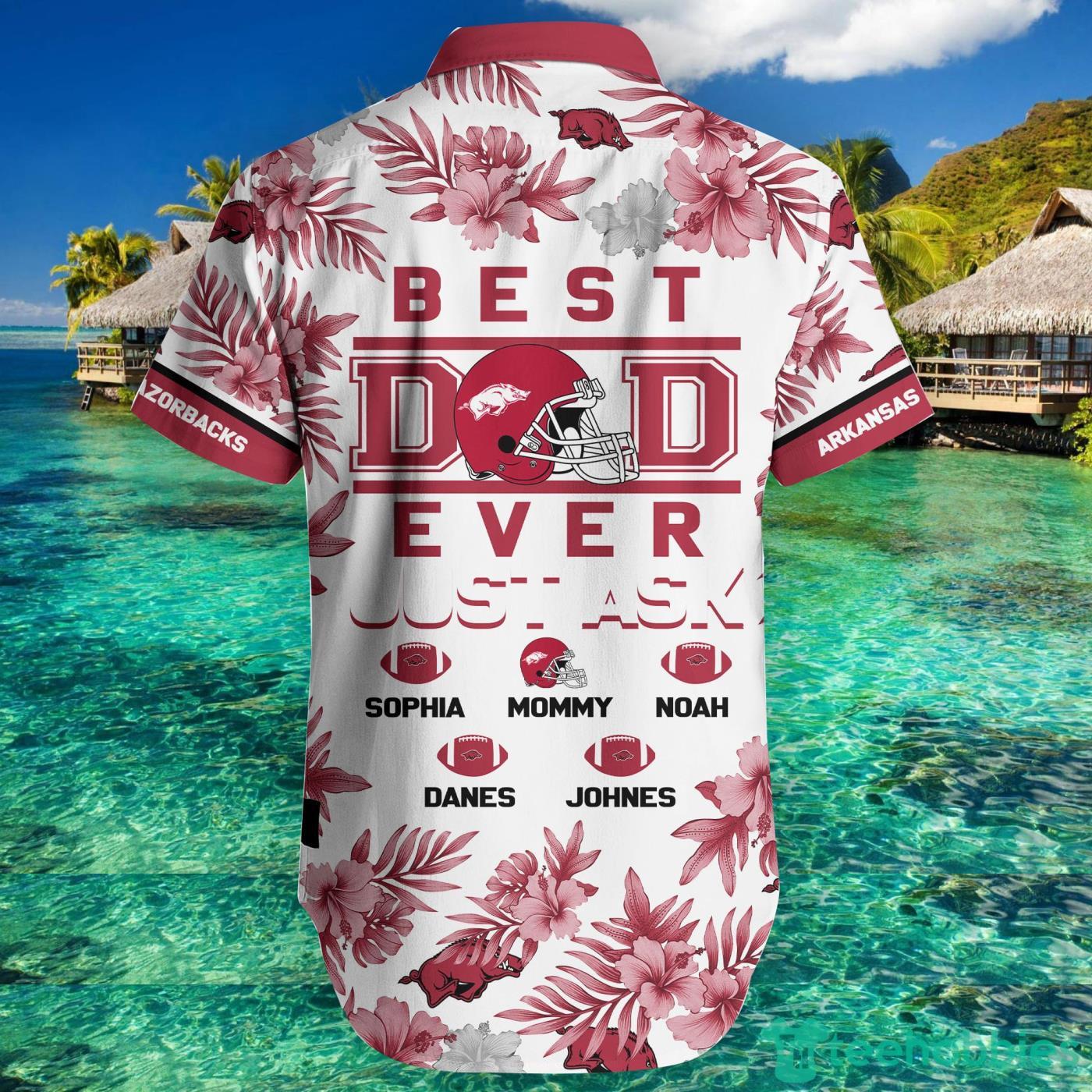 Arkansas Razorbacks Best Dad Custom Name Hawaiian Shirt And Short Summer Gift Product Photo 2