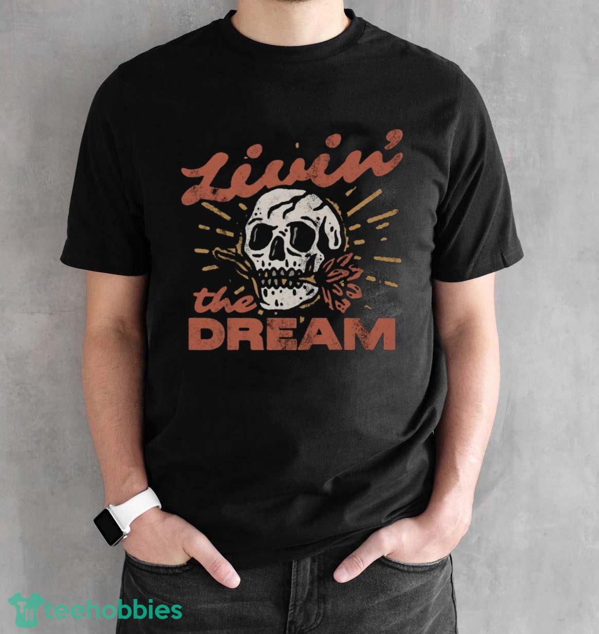 Best Seller Livin The Dream Skull Comfort Colors Graphic Tee Retro Grunge Garment Dyed Shirt - Black Unisex T-Shirt