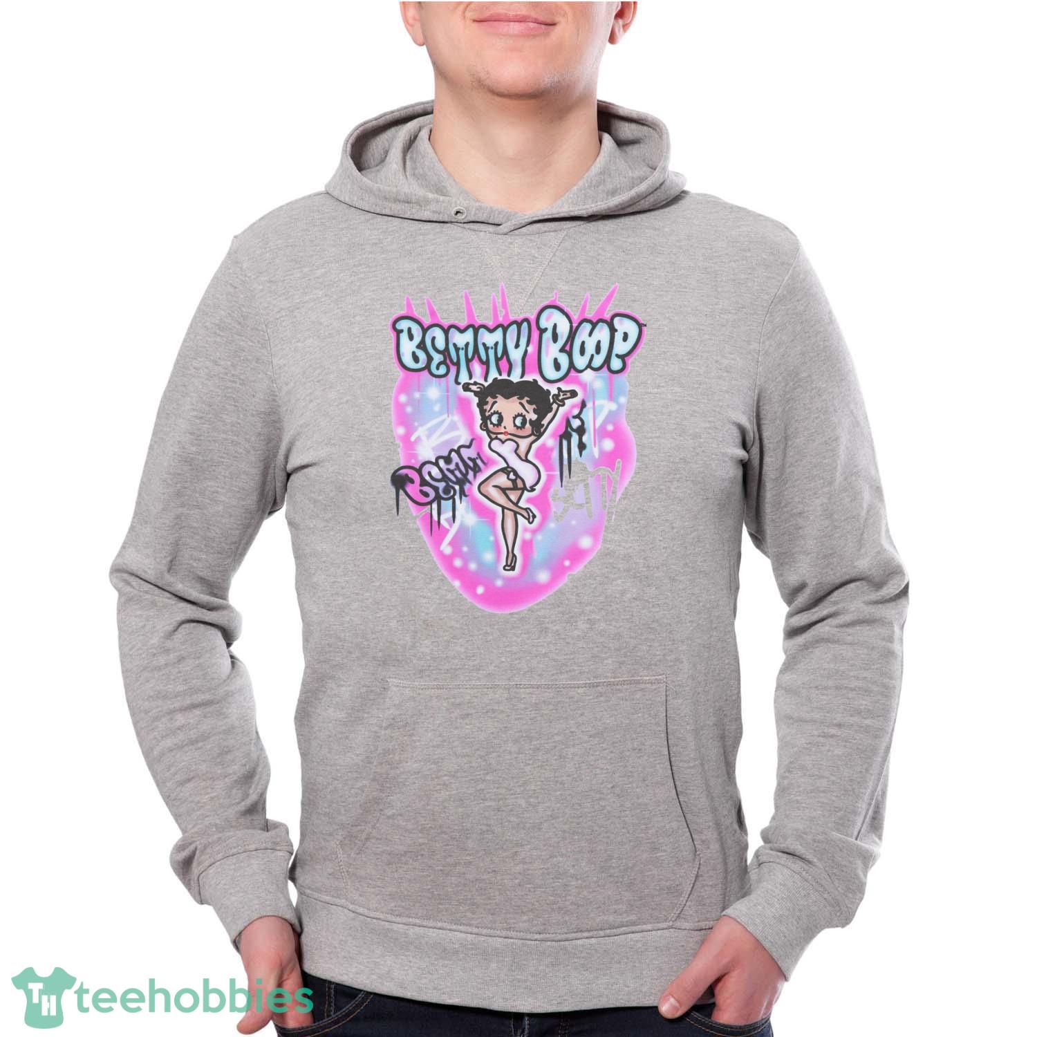 Betty Boop Airbrush Boyfriend Fit Girls T-Shirt Trending 2023 - Grey Unisex Hoodie