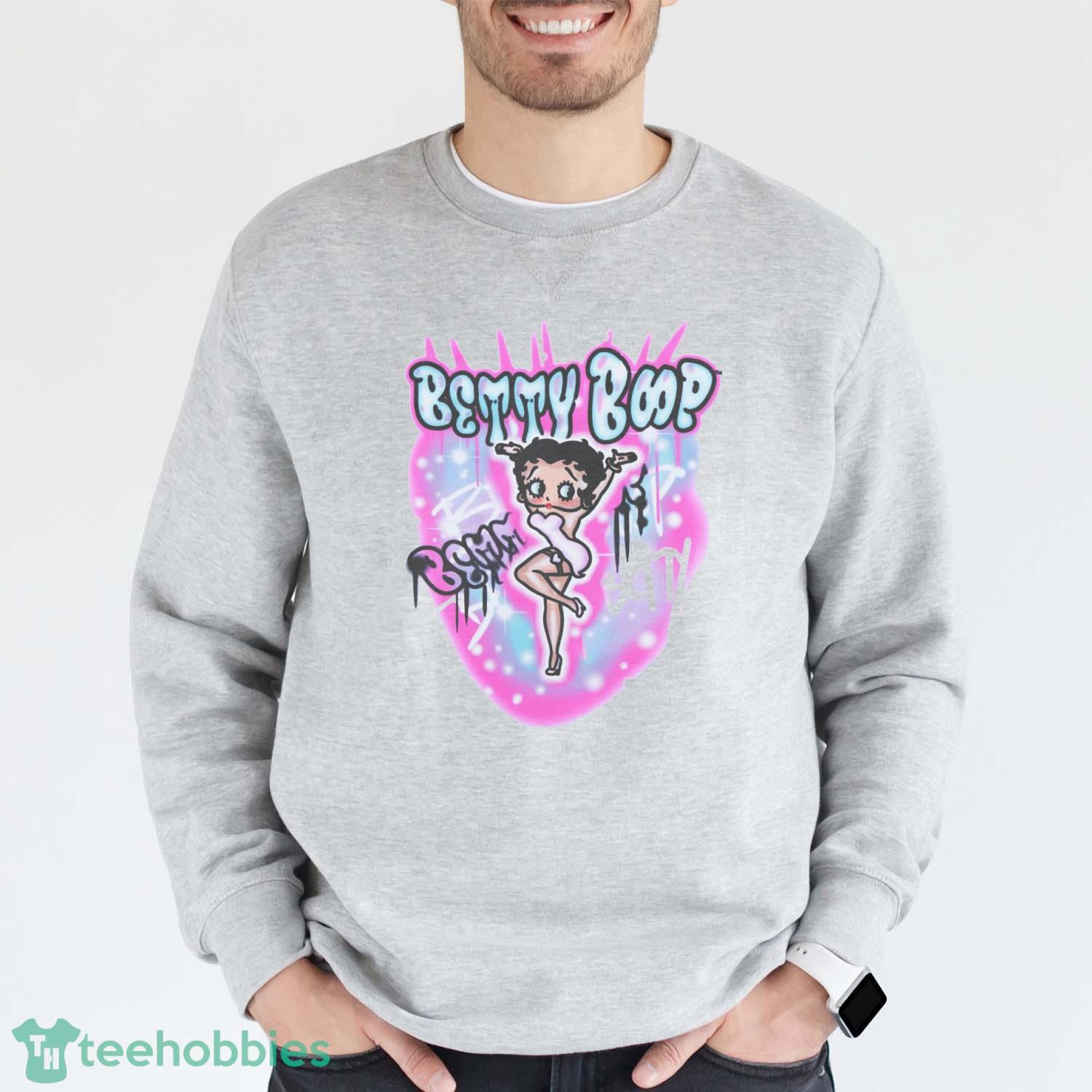 Betty Boop Airbrush Boyfriend Fit Girls T-Shirt Trending 2023 - Grey Sweatshirt