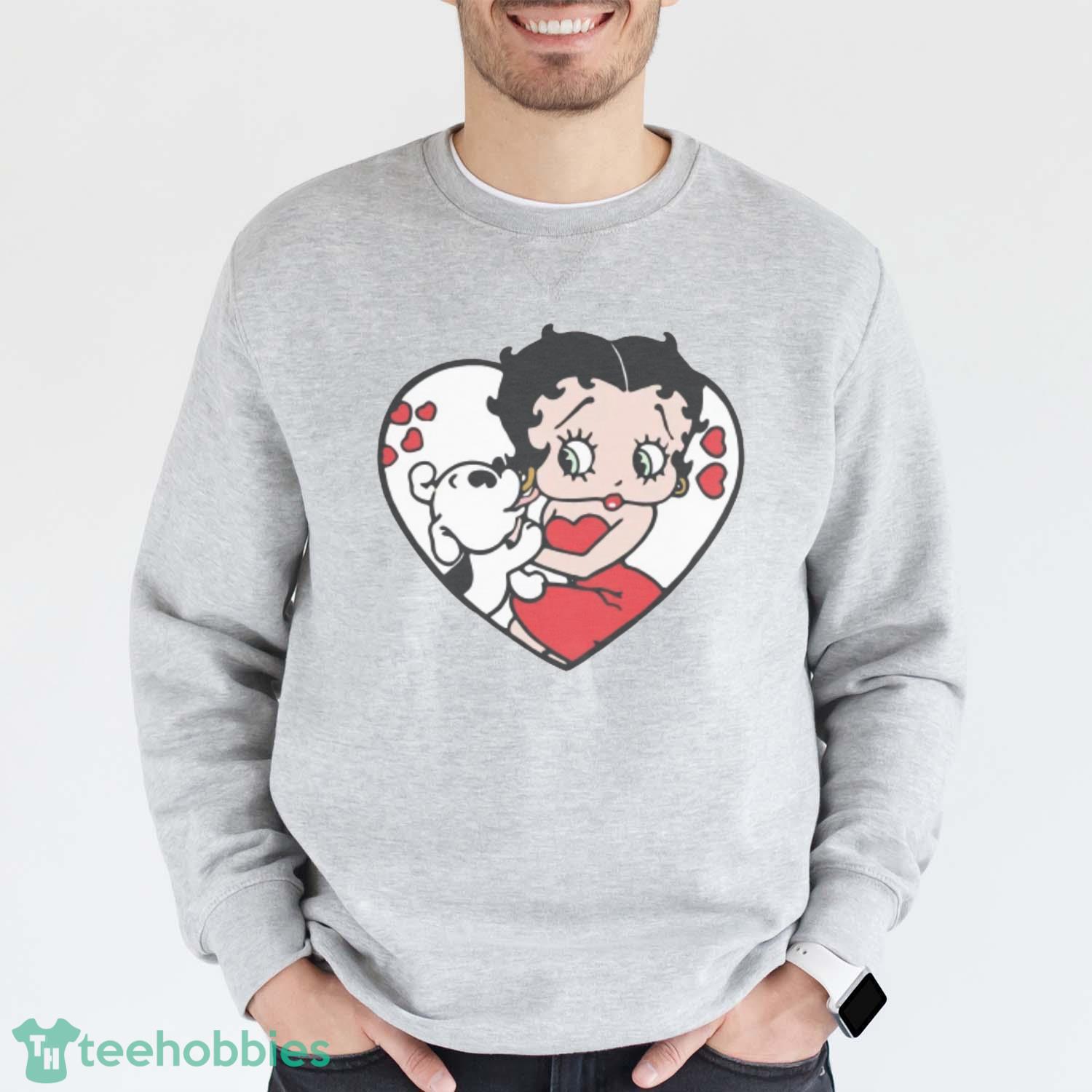 Betty Boop And Cute Dog T-Shirt Trending 2023 - Grey Sweatshirt