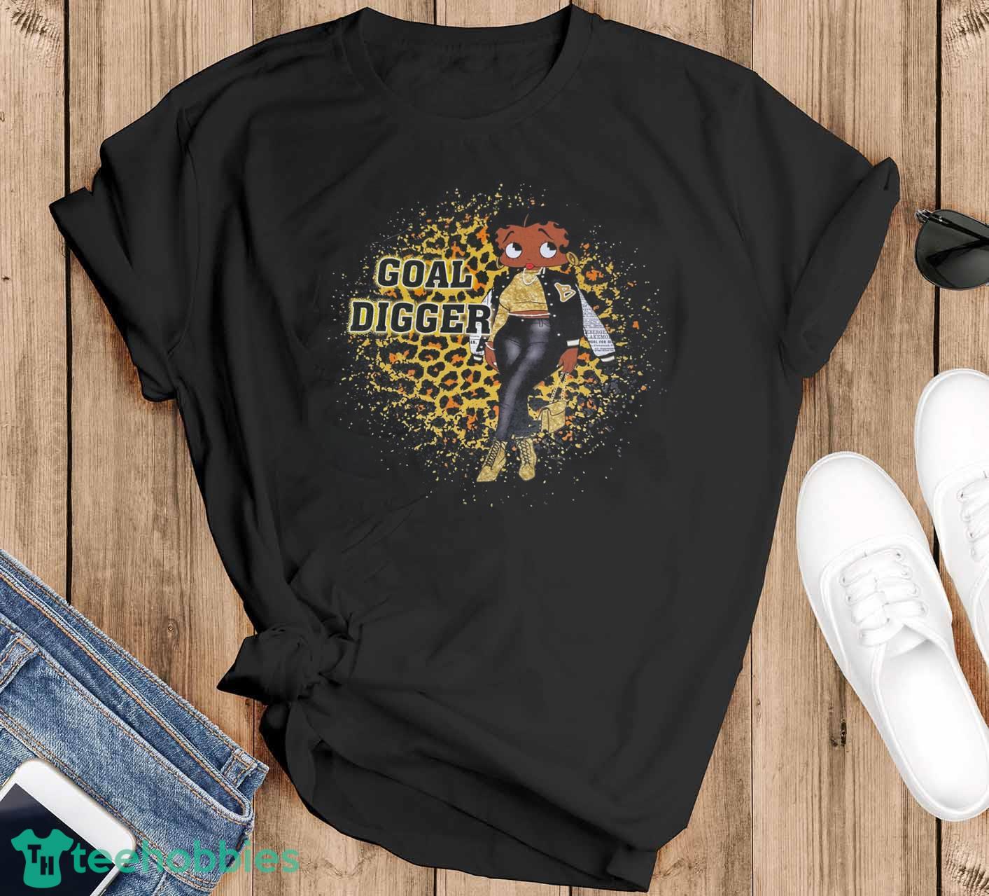 Betty Boop Goal Digger Leopard Trending 2023 T-Shirt - Black T-Shirt