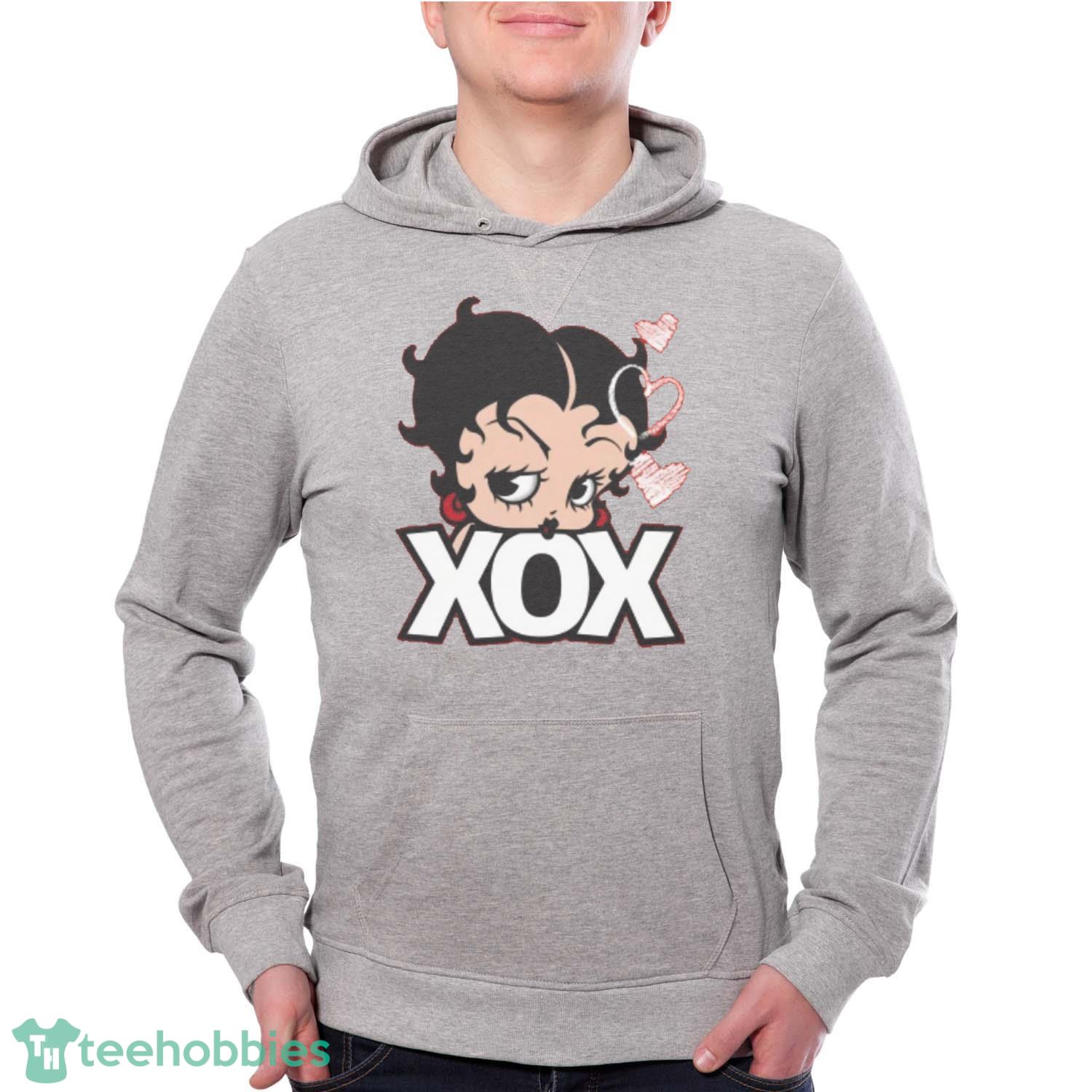 Betty Boop  Hugs & Kisses T-Shirt Trending 2023 - Grey Unisex Hoodie