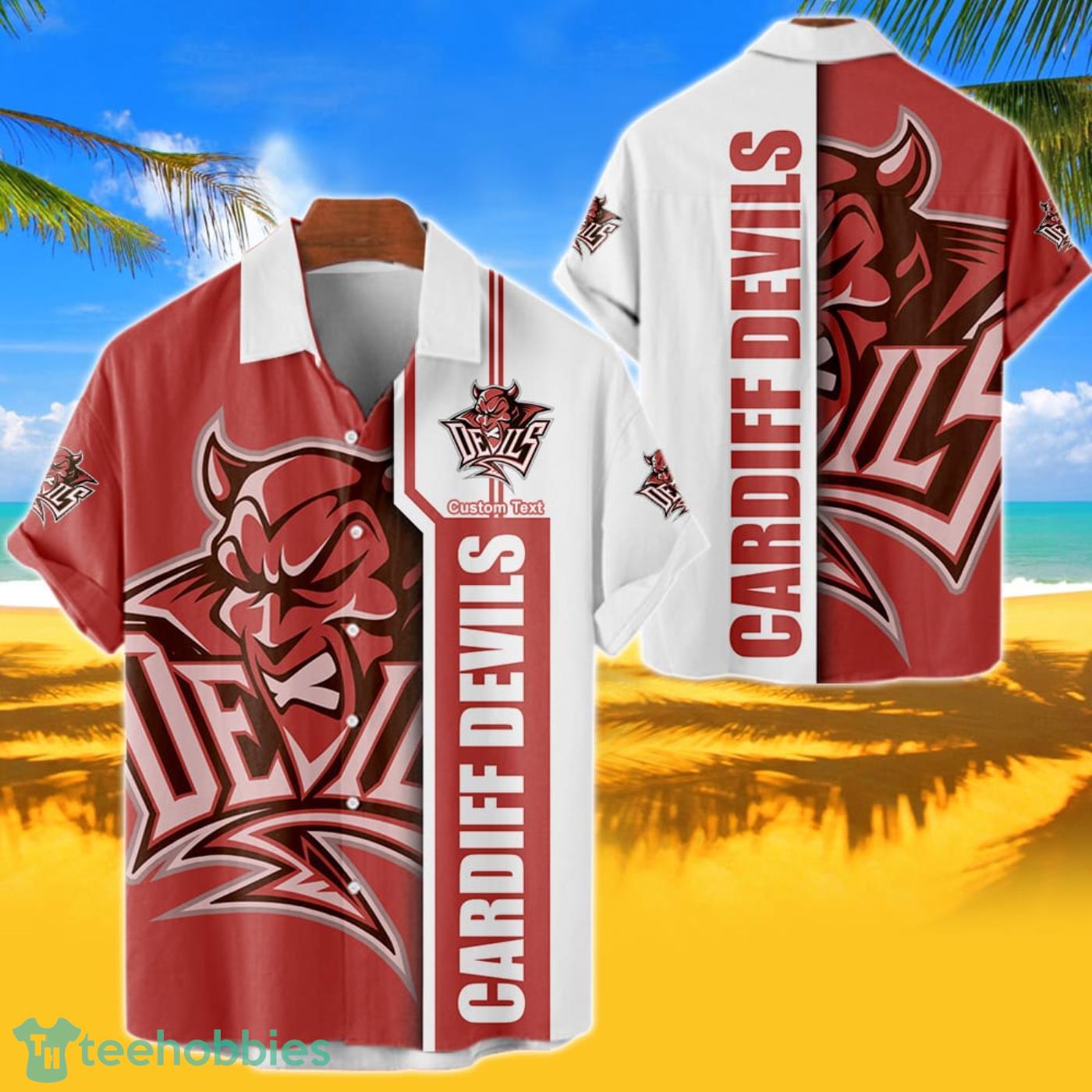 Cardiff Devils Hawaiian Shirt Custom Name 3D Short Sleeve Shirt Product Photo 1