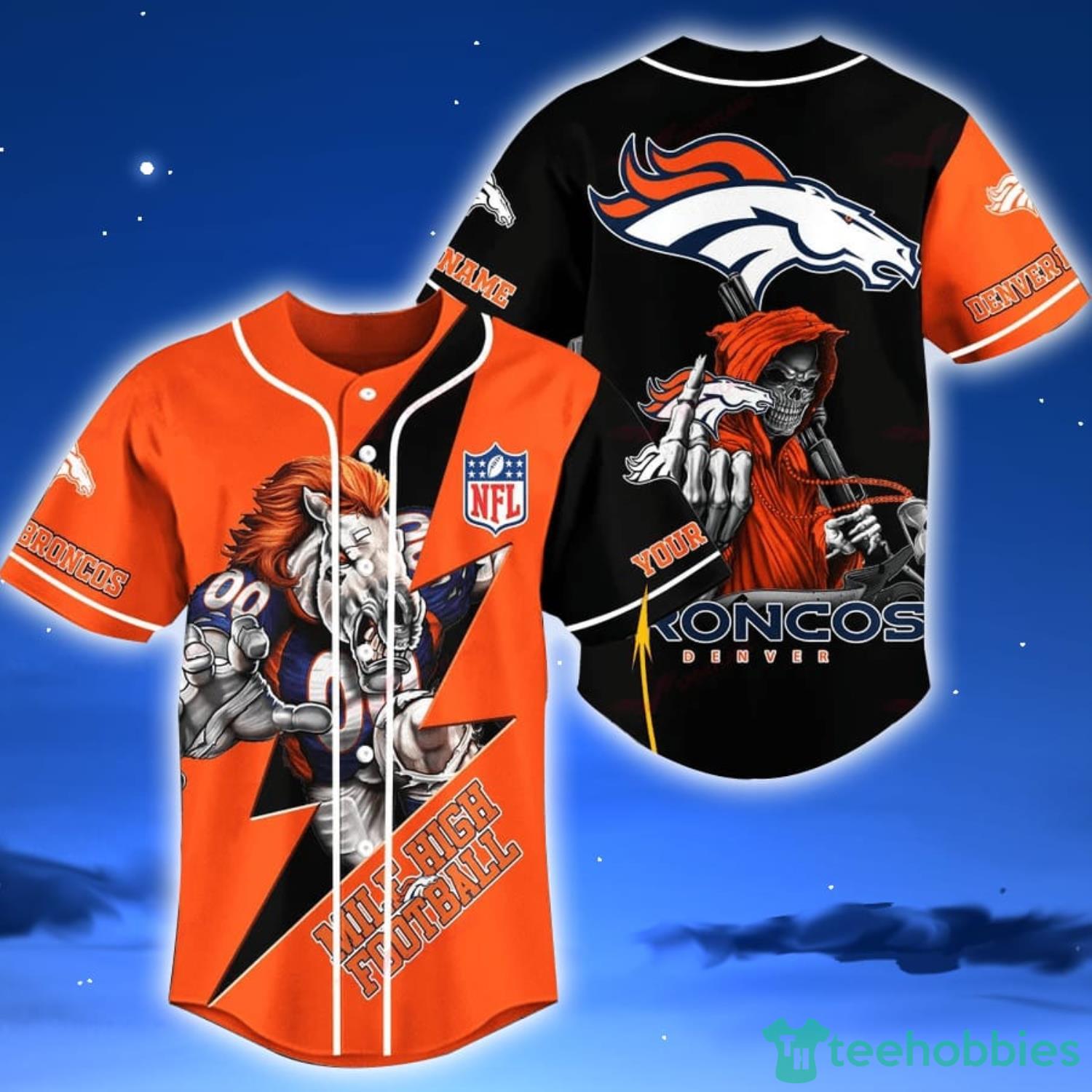 Denver Broncos NFL Custom Name Baseball Jersey Shirt Halloween Gift For Fans