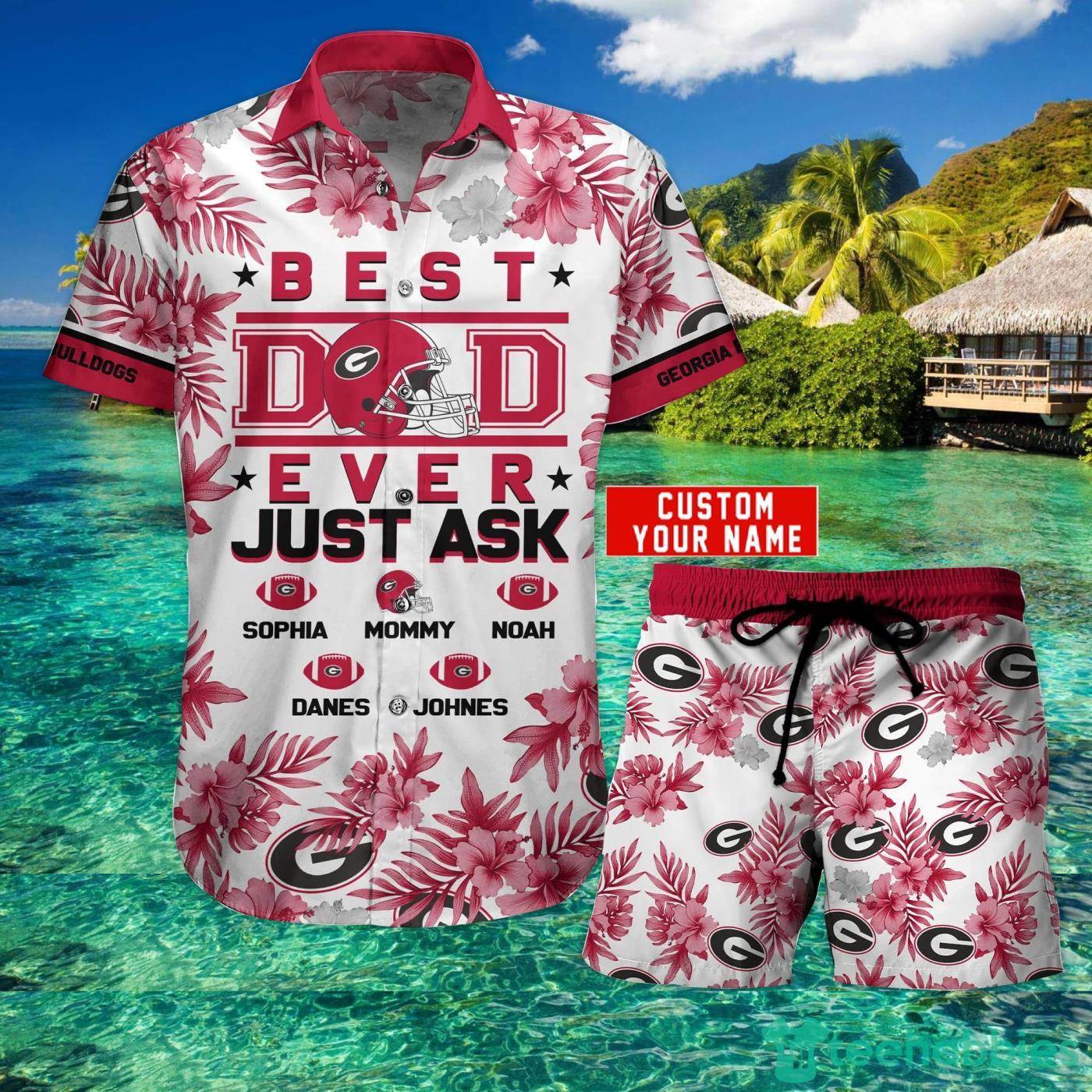 Georgia Bulldogs Best Dad Custom Name Hawaiian Shirt And Short Summer Gift Product Photo 2