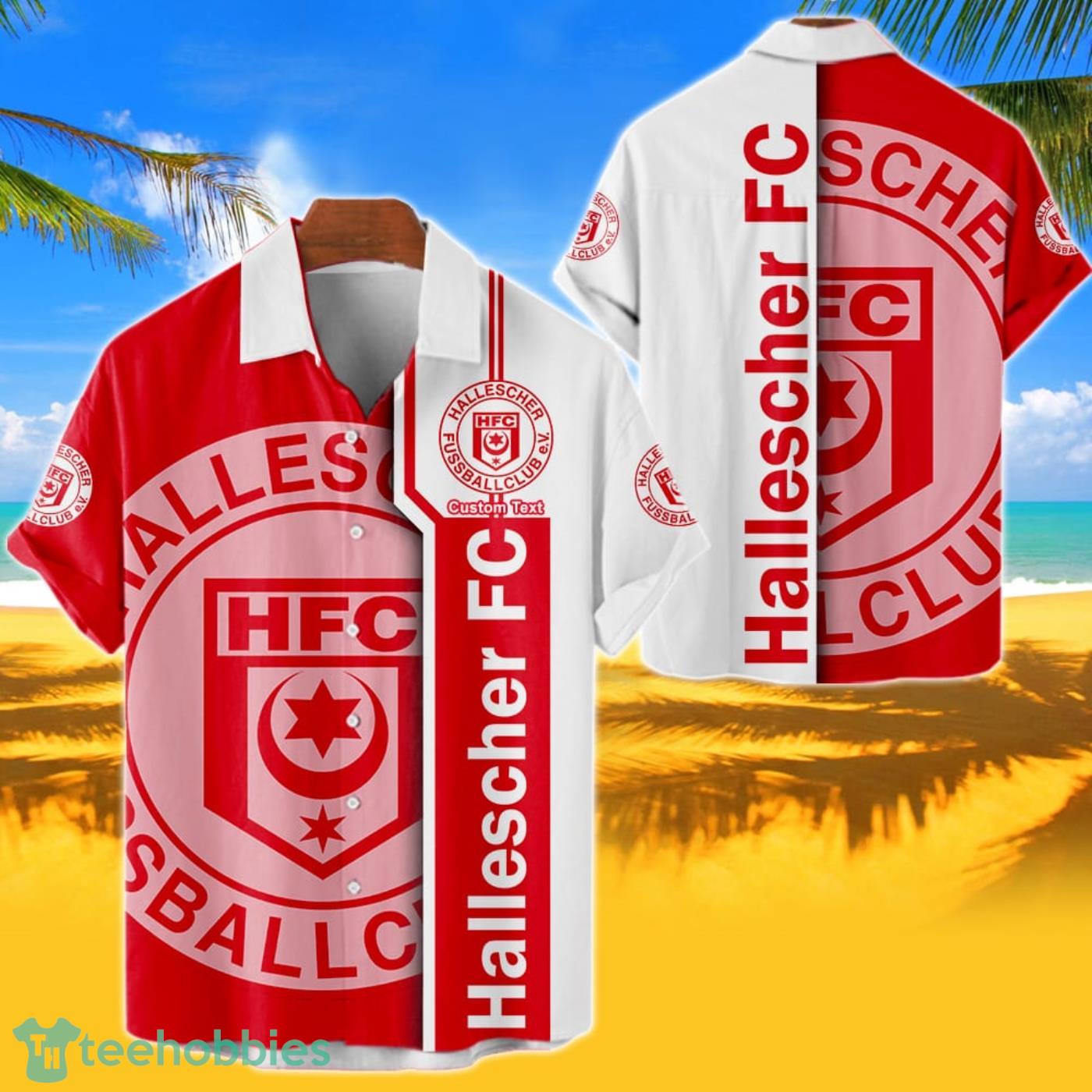 Hallescher FC Hawaiian Shirt Custom Name 3D Short Sleeve Shirt Product Photo 1