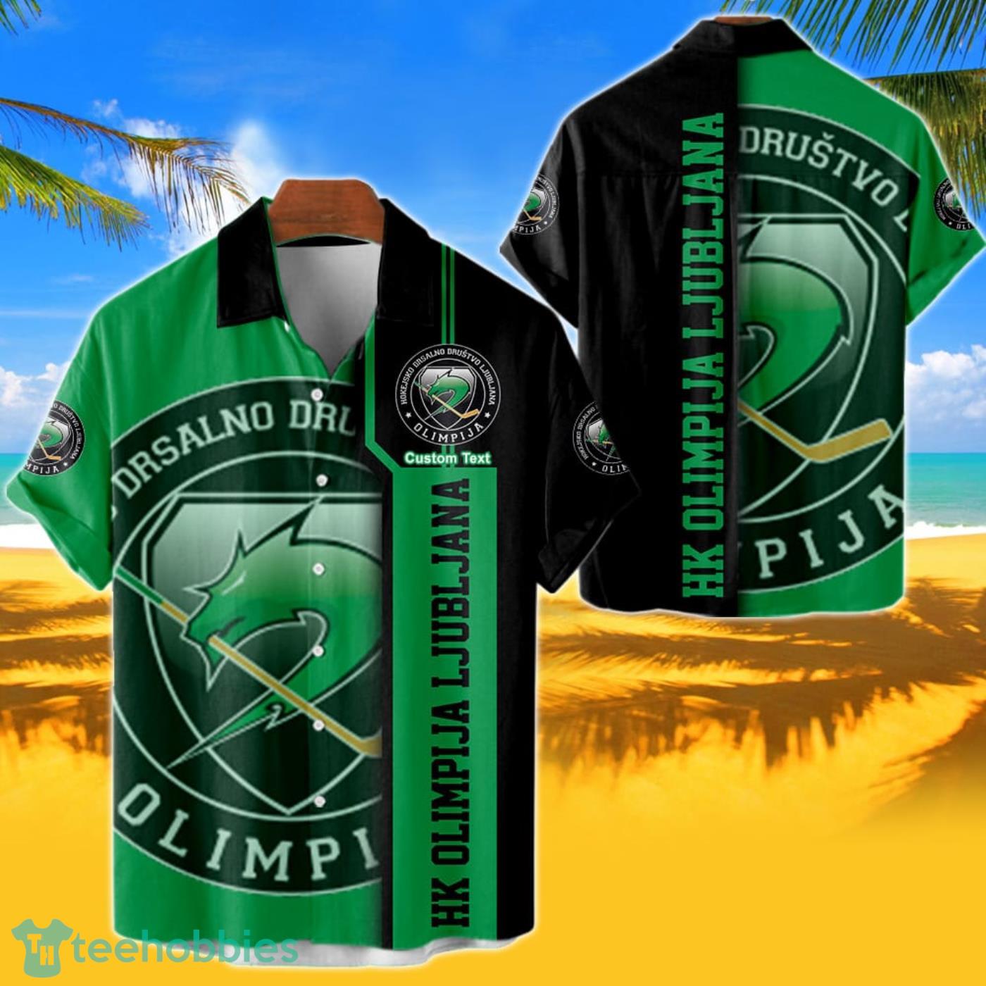 HK Olimpija Ljubljana Hawaiian Shirt Custom Name 3D Short Sleeve Shirt Product Photo 1