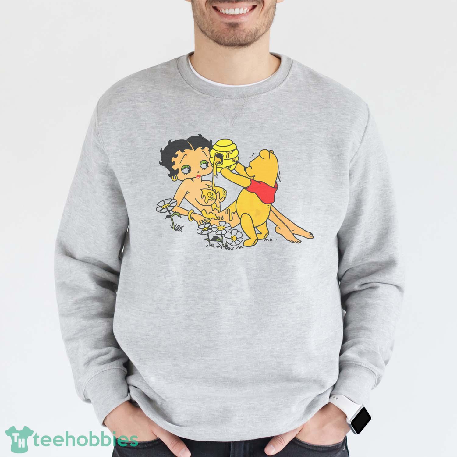 Honey Betty Boop And Pooh Bear Vintage T-Shirt Trending 2023 Animation Shirt - Grey Sweatshirt