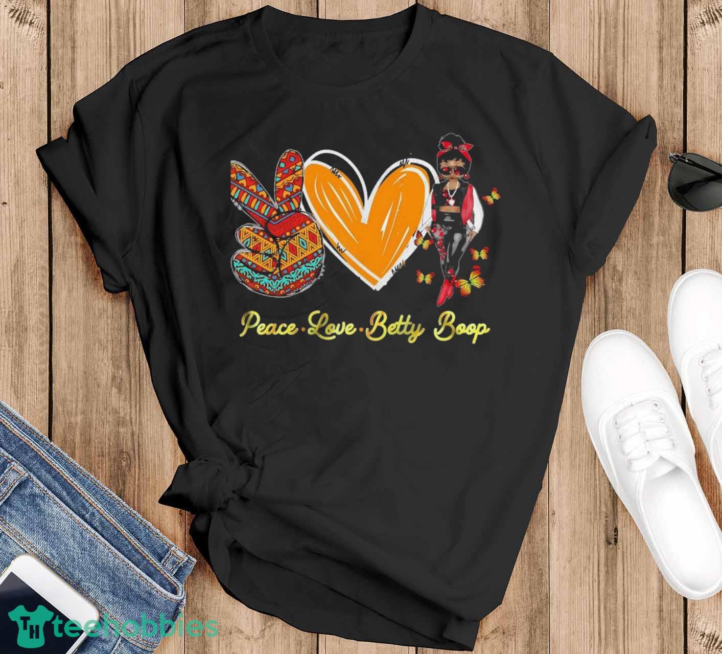I Love Girl Peace Love Betty Boop T-Shirt - Black T-Shirt