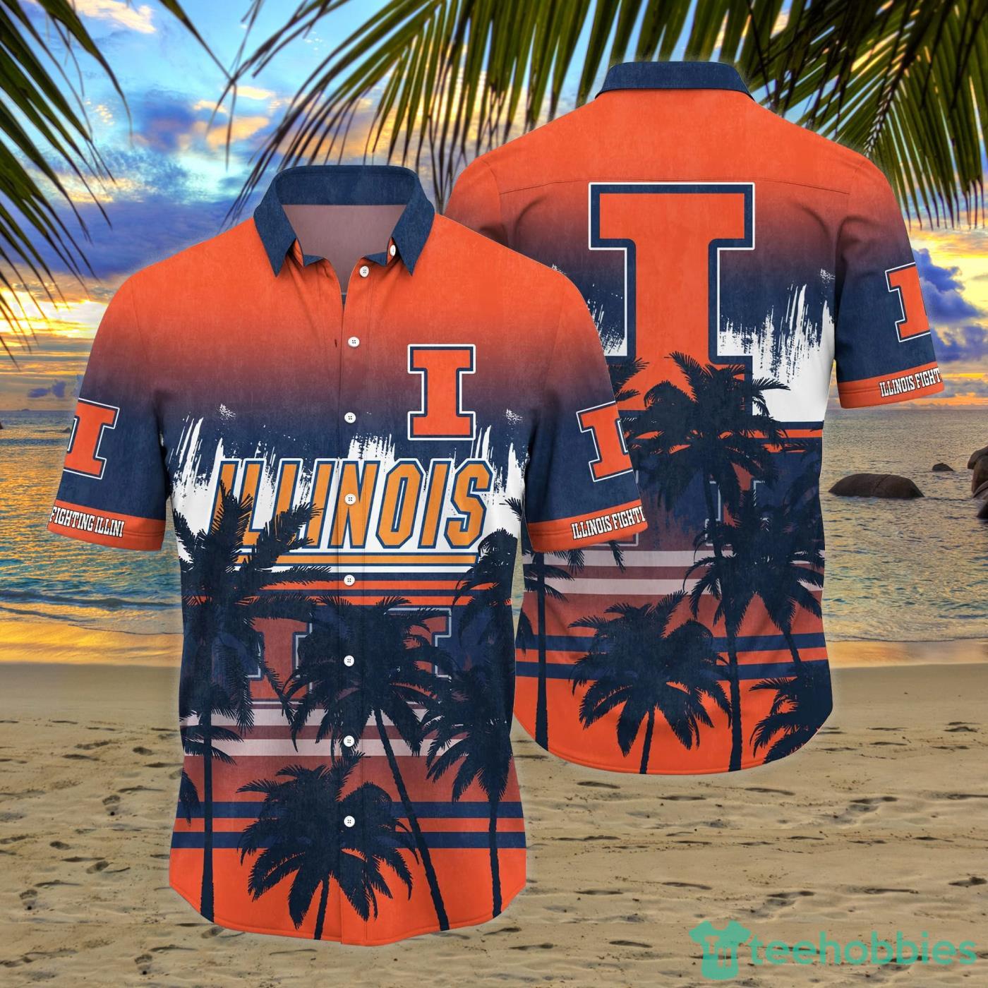 Illinois Fighting Illini Coconut Tropical Hawaiian Shirt And Short Product Photo 1