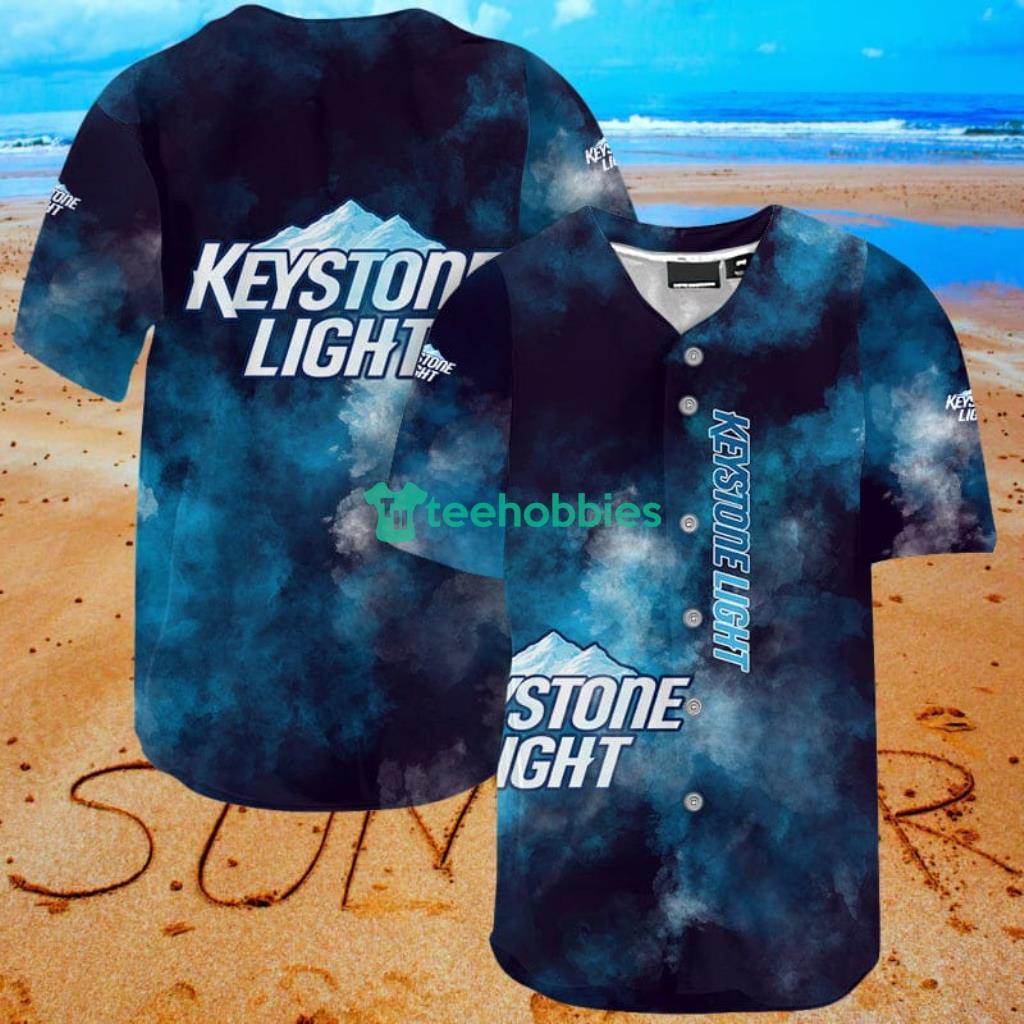Keystone Light Blue Baseball Jersey Shirt