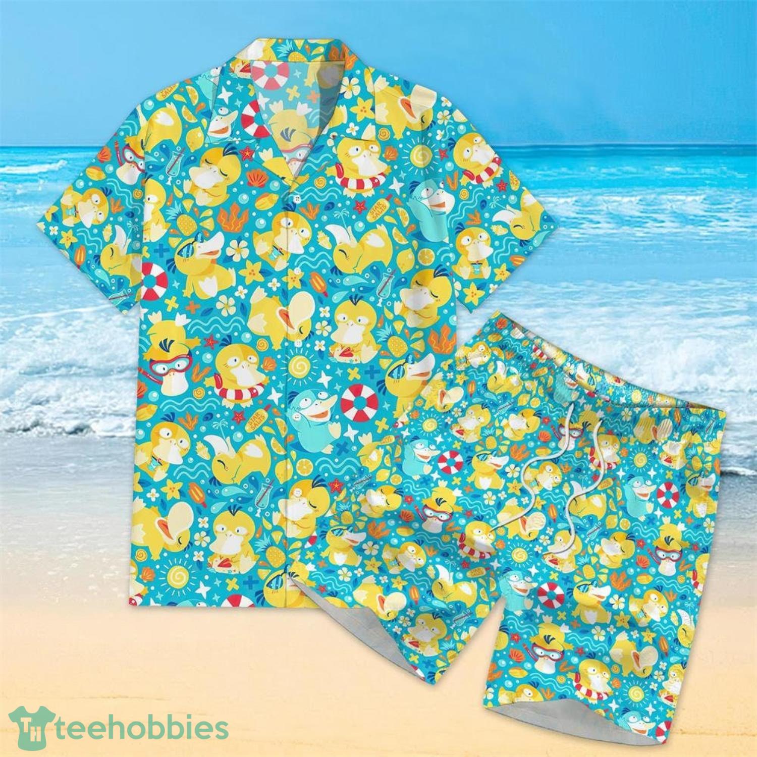 Koduck Pokemon 3D Pikachu Lover Hawaiian Shirt And Shorts Summer