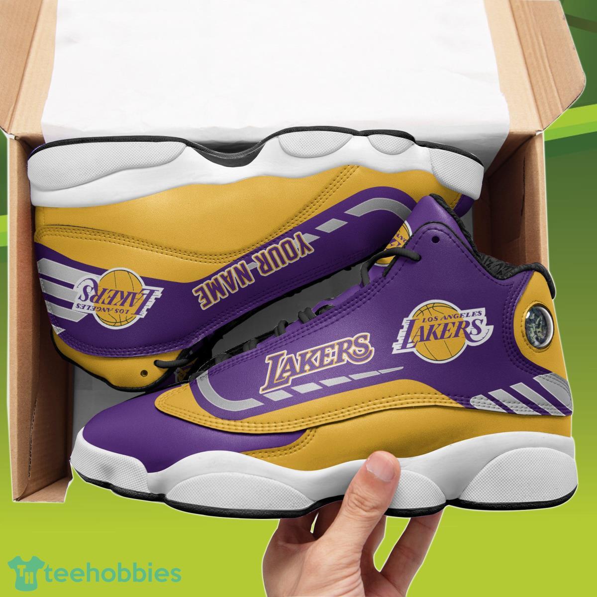 Los Angeles Lakers Custom Name Air Jordan 13 Sneakers Best Gift For Men And Women Product Photo 2