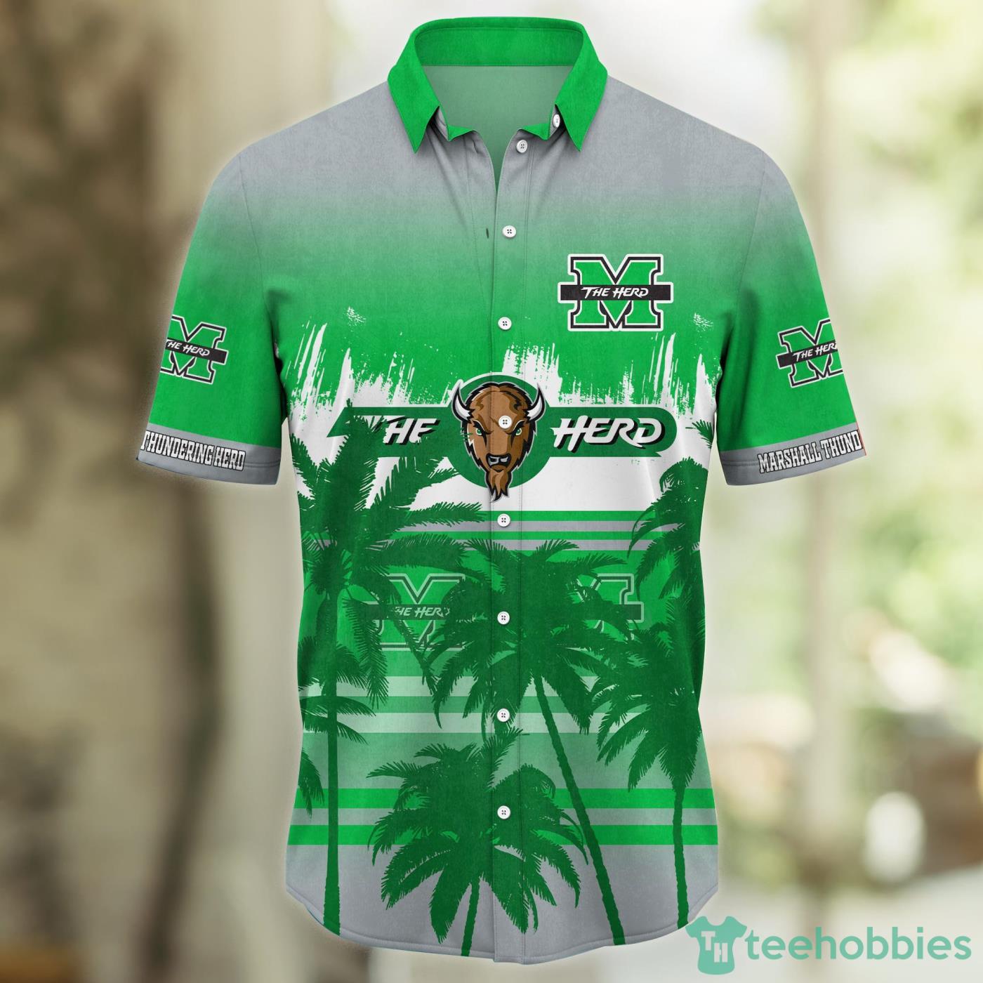 Marshall Thundering Herd Coconut Tropical Hawaiian Shirt And Short Product Photo 2