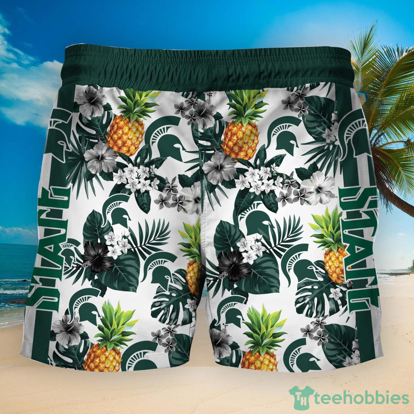 Michigan State Spartans Pineapple Tropical Fruit Lover Hawaiian Shirt And Beach Shorts Product Photo 2