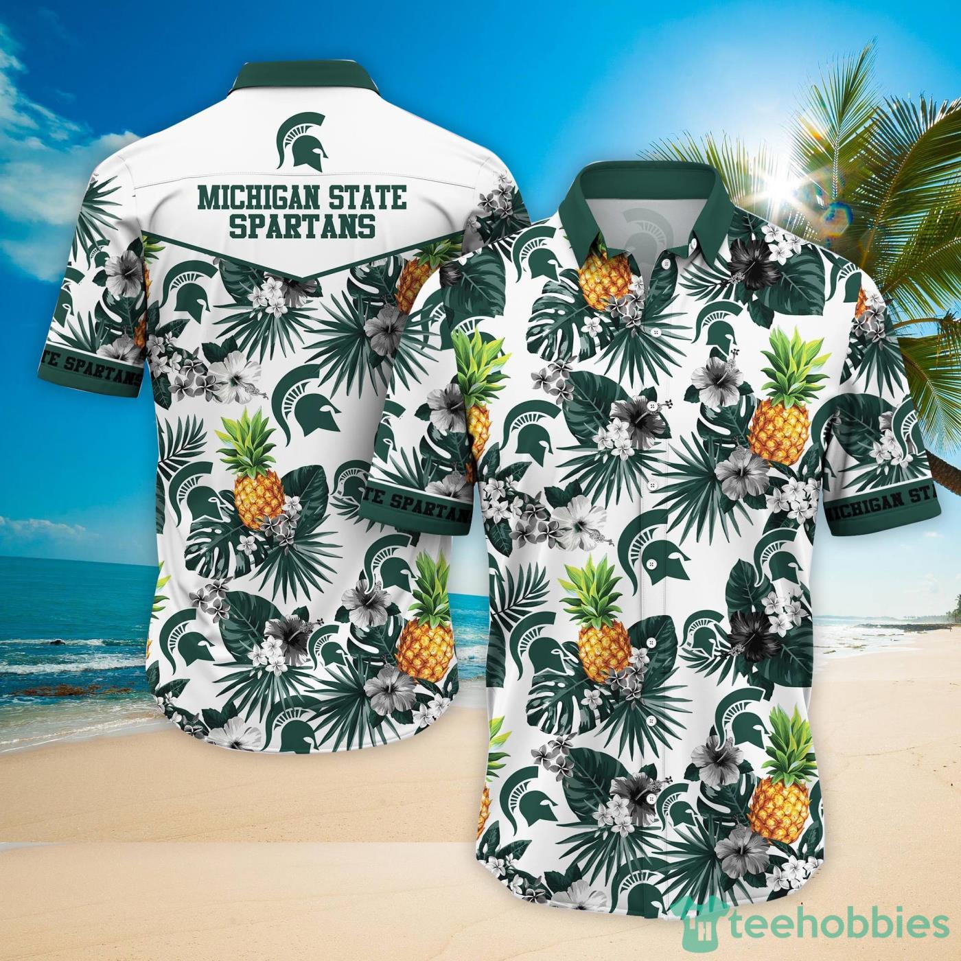 Michigan State Spartans Pineapple Tropical Fruit Lover Hawaiian Shirt And Beach Shorts Product Photo 1