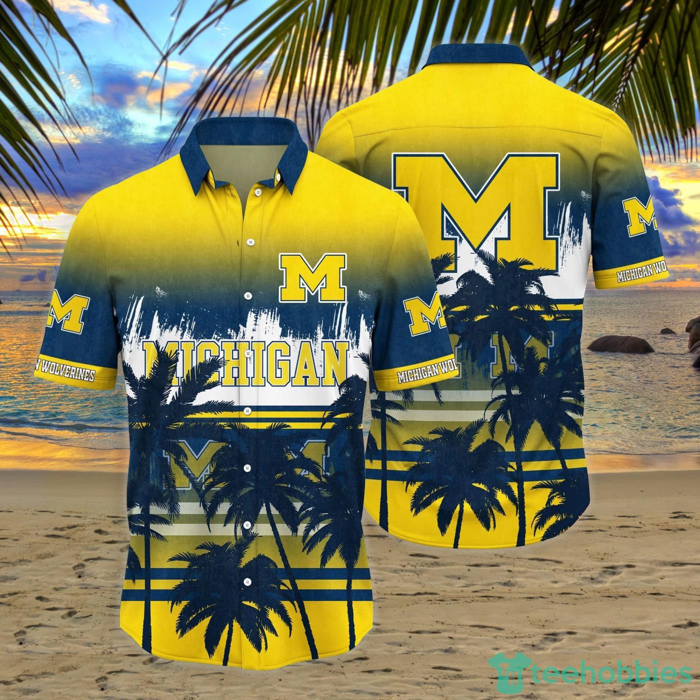 Michigan Wolverines Coconut Tropical Hawaiian Shirt And Short Product Photo 1