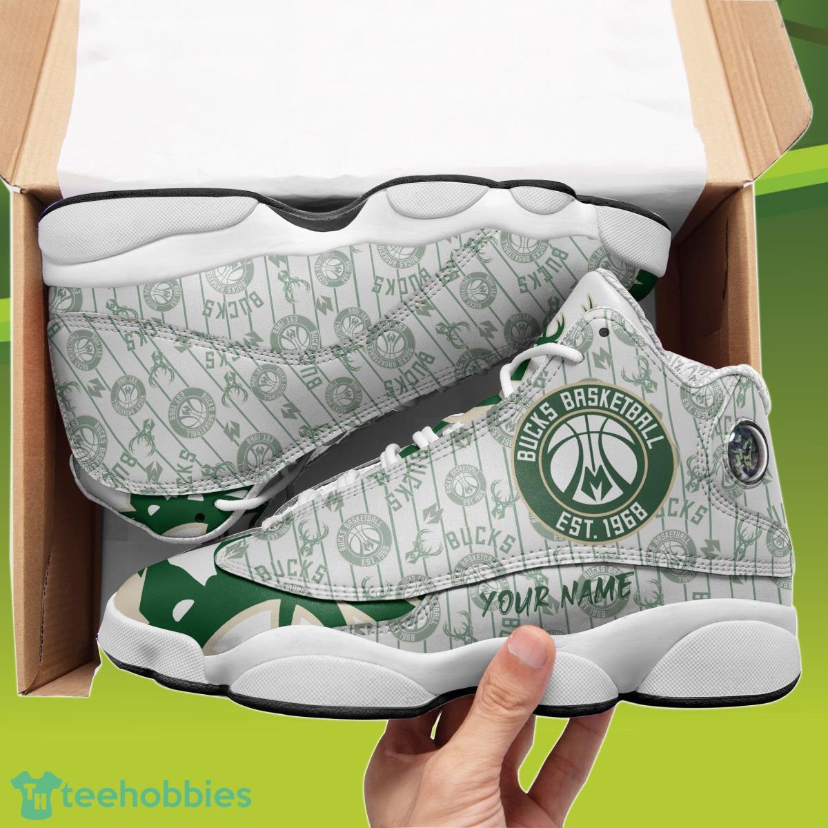 Milwaukee Bucks Jordan 13 Sneakers Custom Name Best Gift For Men And Women Product Photo 1