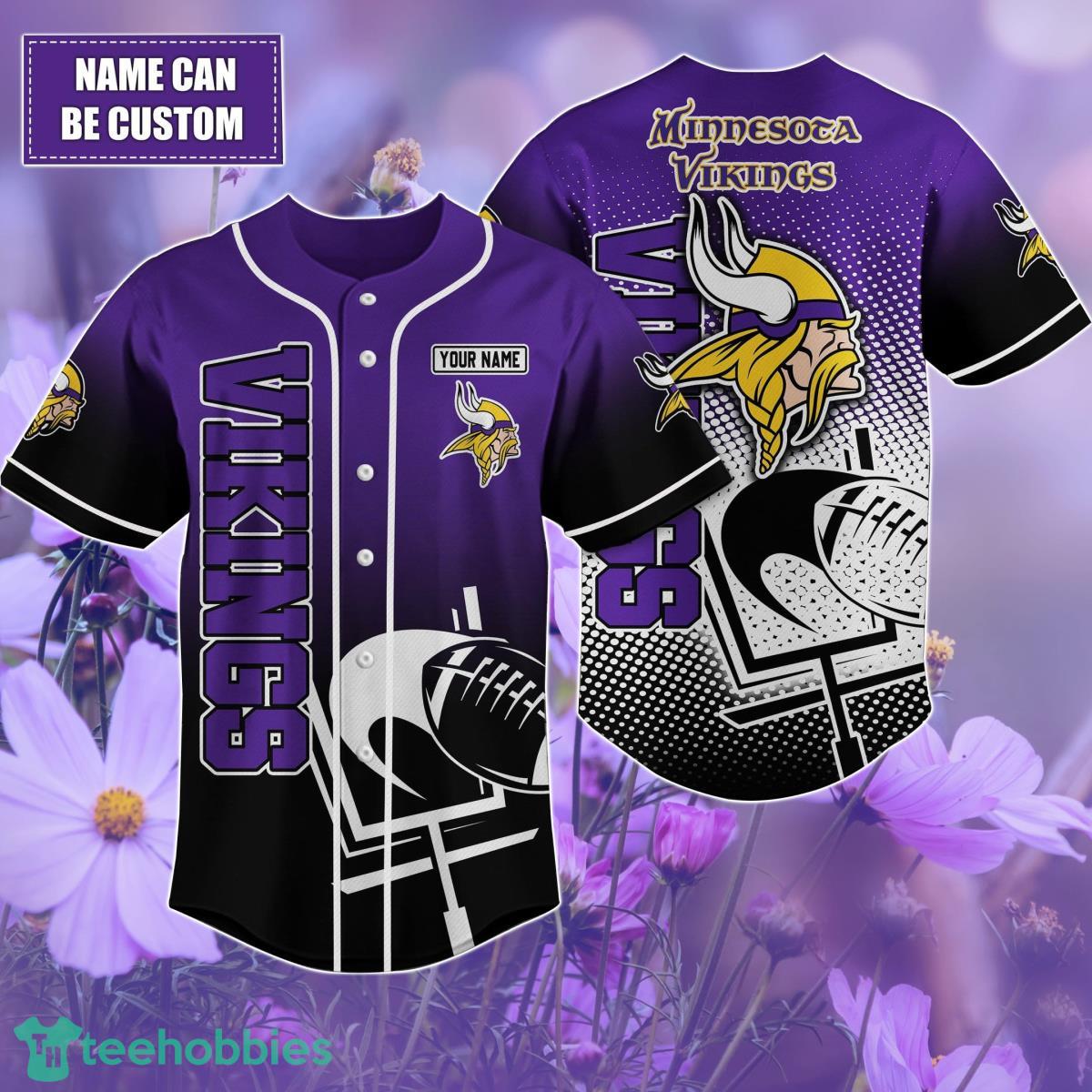 Minnesota Vikings Custom name Baseball Shirt Best Gift For Men