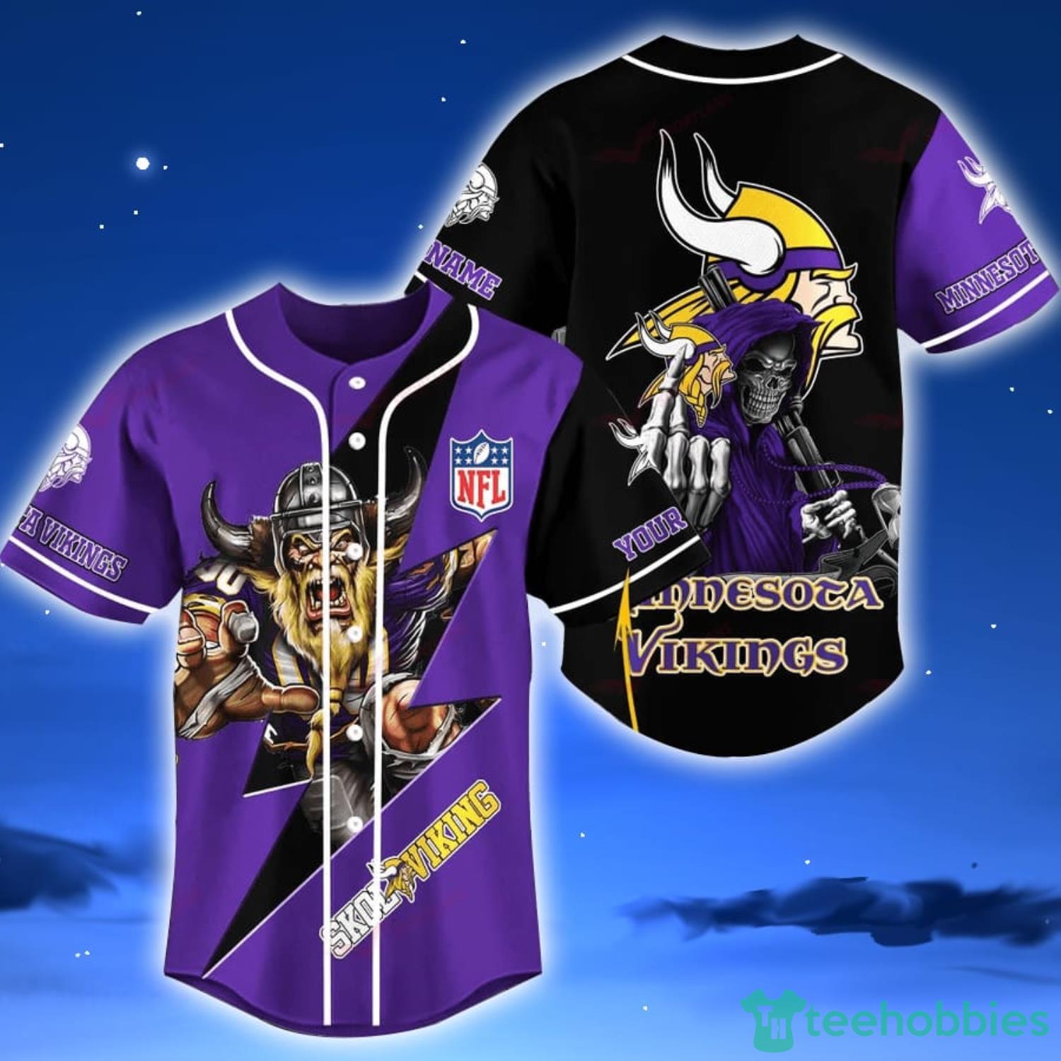 Minnesota Vikings NFL Custom Name Baseball Jersey Shirt Halloween Gift For Fans