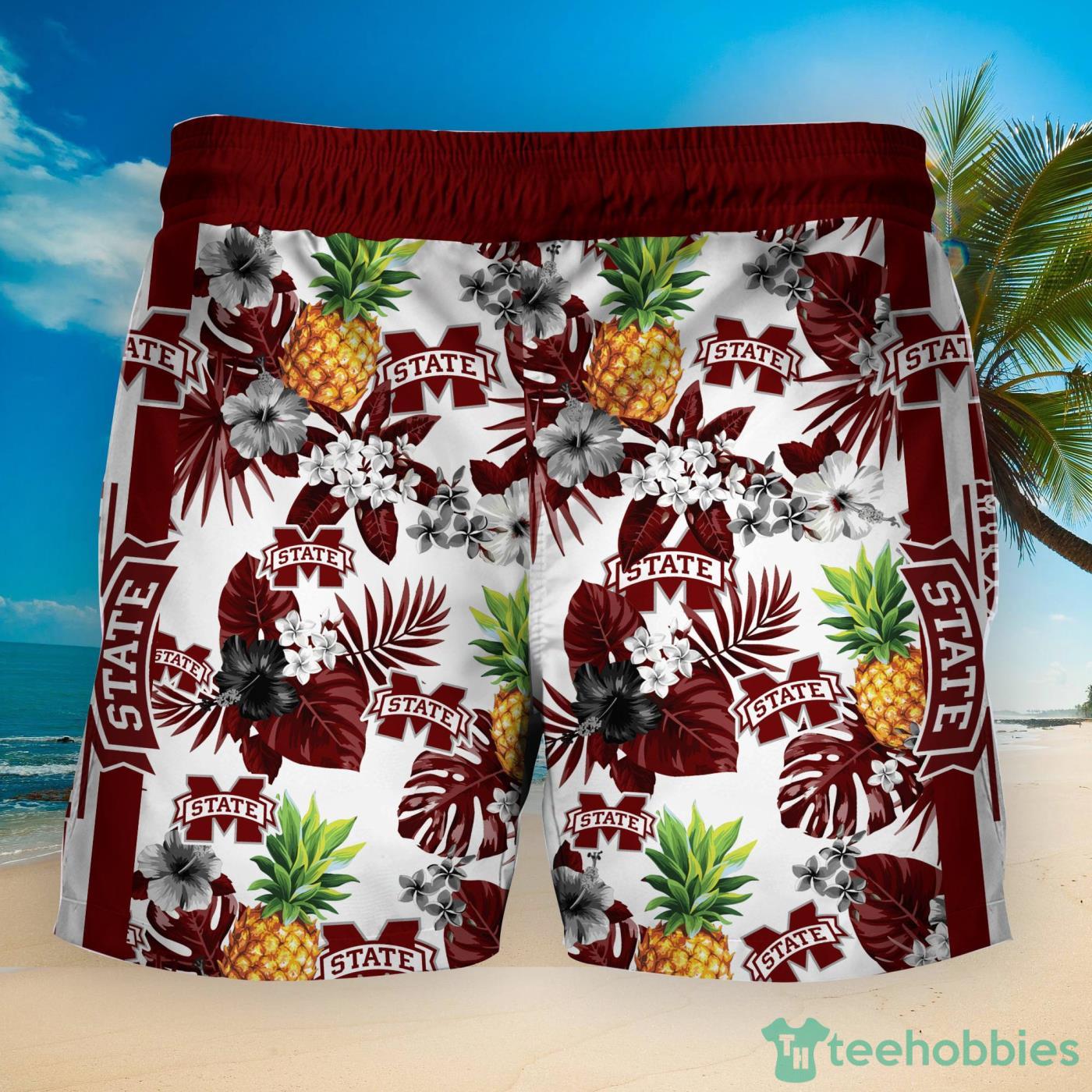 Mississippi State Bulldogs Pineapple Tropical Fruit Lover Hawaiian Shirt And Beach Shorts Product Photo 2