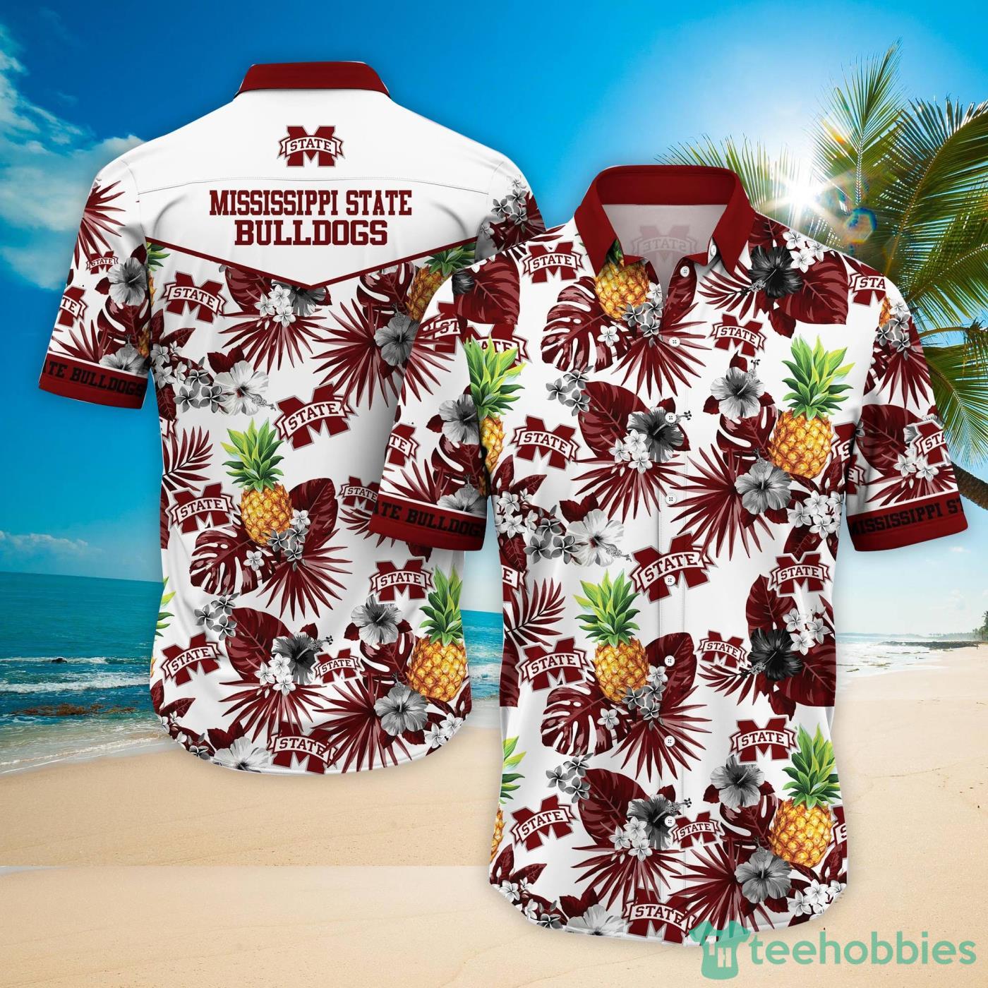 Mississippi State Bulldogs Pineapple Tropical Fruit Lover Hawaiian Shirt And Beach Shorts Product Photo 1