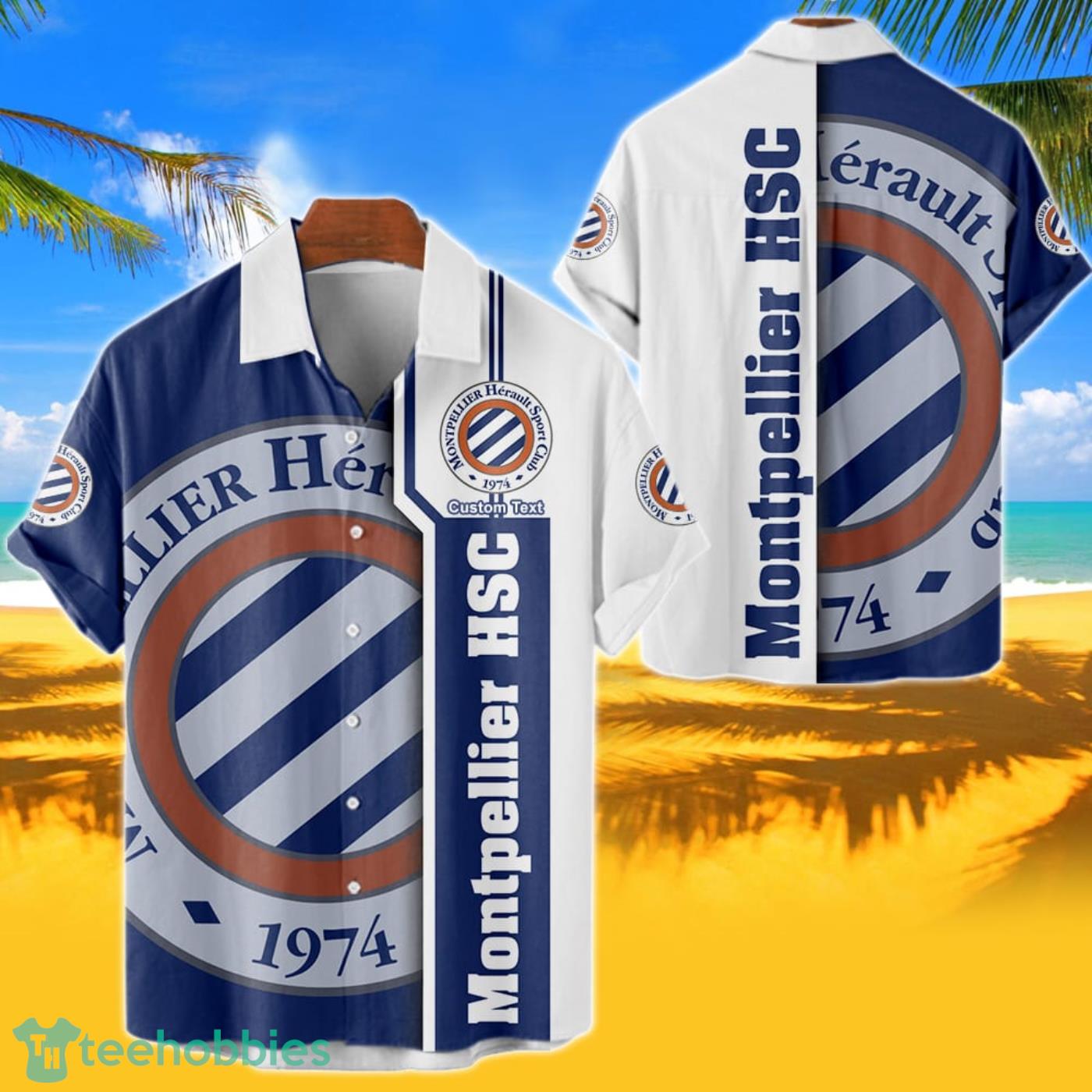 Montpellier HSC Hawaiian Shirt Custom Name 3D Short Sleeve Shirt Product Photo 1