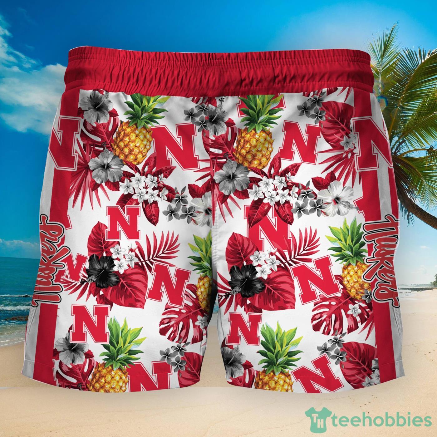 Nebraska Cornhuskers Pineapple Tropical Fruit Lover Hawaiian Shirt And Beach Shorts Product Photo 2