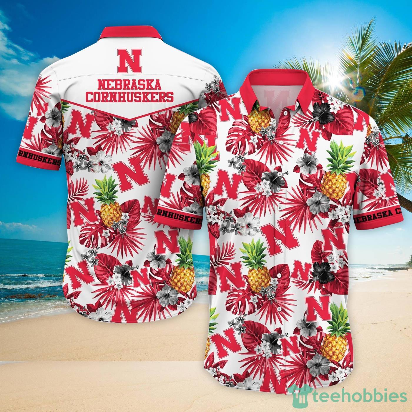 Nebraska Cornhuskers Pineapple Tropical Fruit Lover Hawaiian Shirt And Beach Shorts Product Photo 1