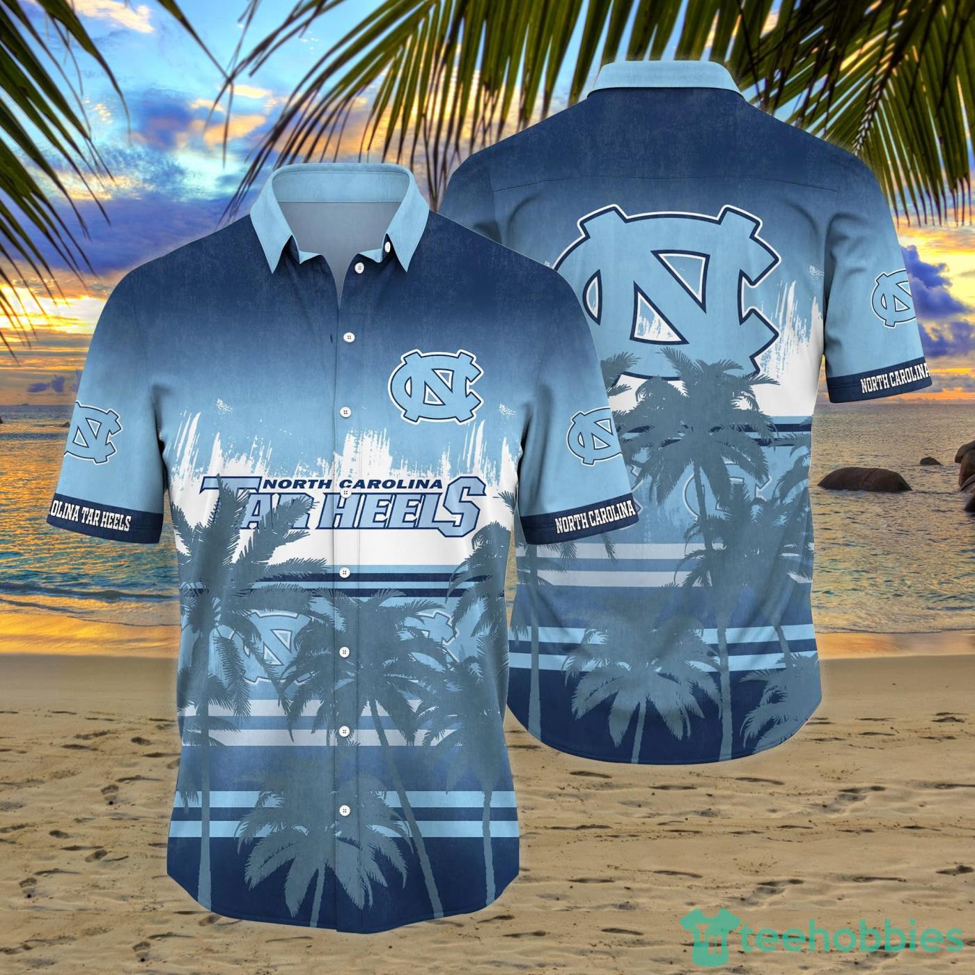North Carolina Tar Heels Coconut Tropical Hawaiian Shirt And Short Product Photo 1