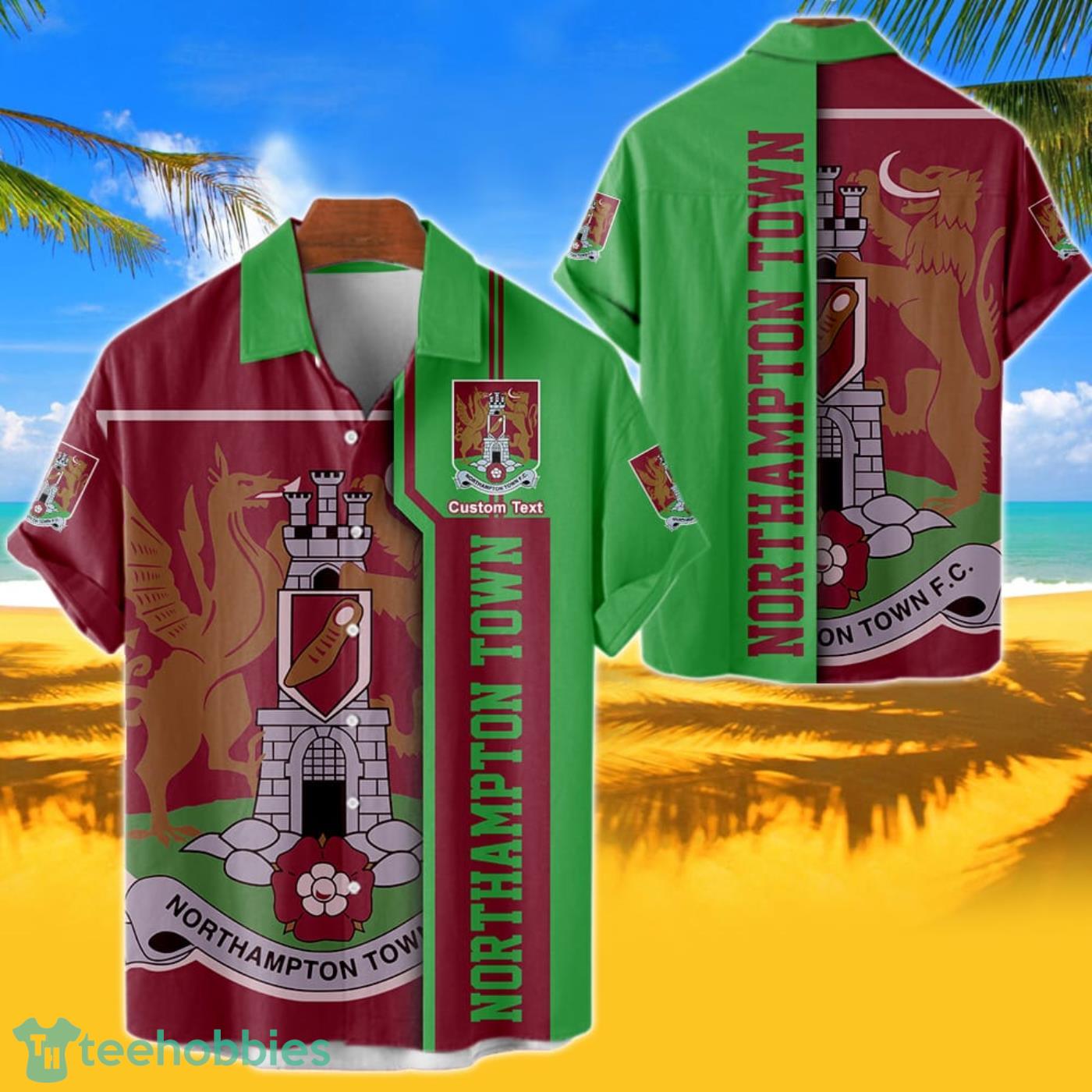 Northampton Town Hawaiian Shirt Custom Name 3D Short Sleeve Shirt Product Photo 1