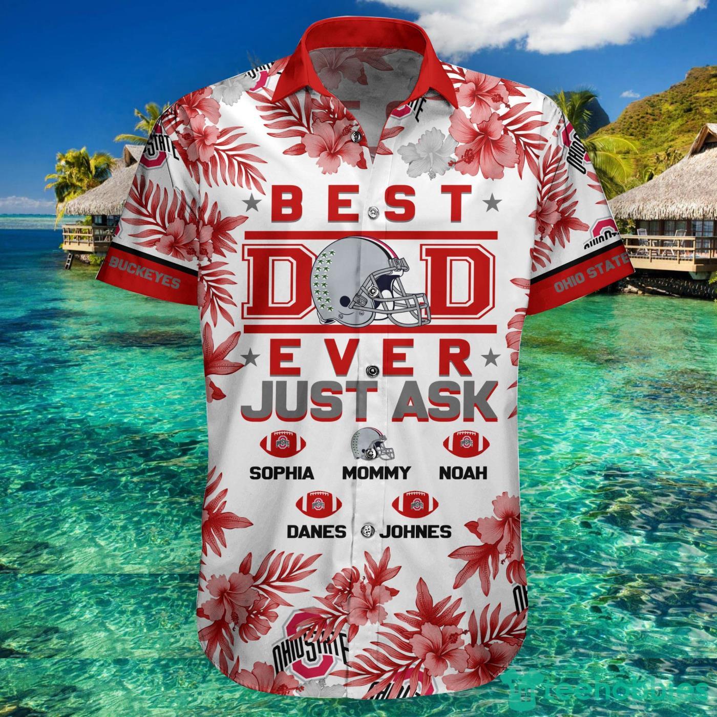 Ohio State Buckeyes Best Dad Custom Name Hawaiian Shirt And Short