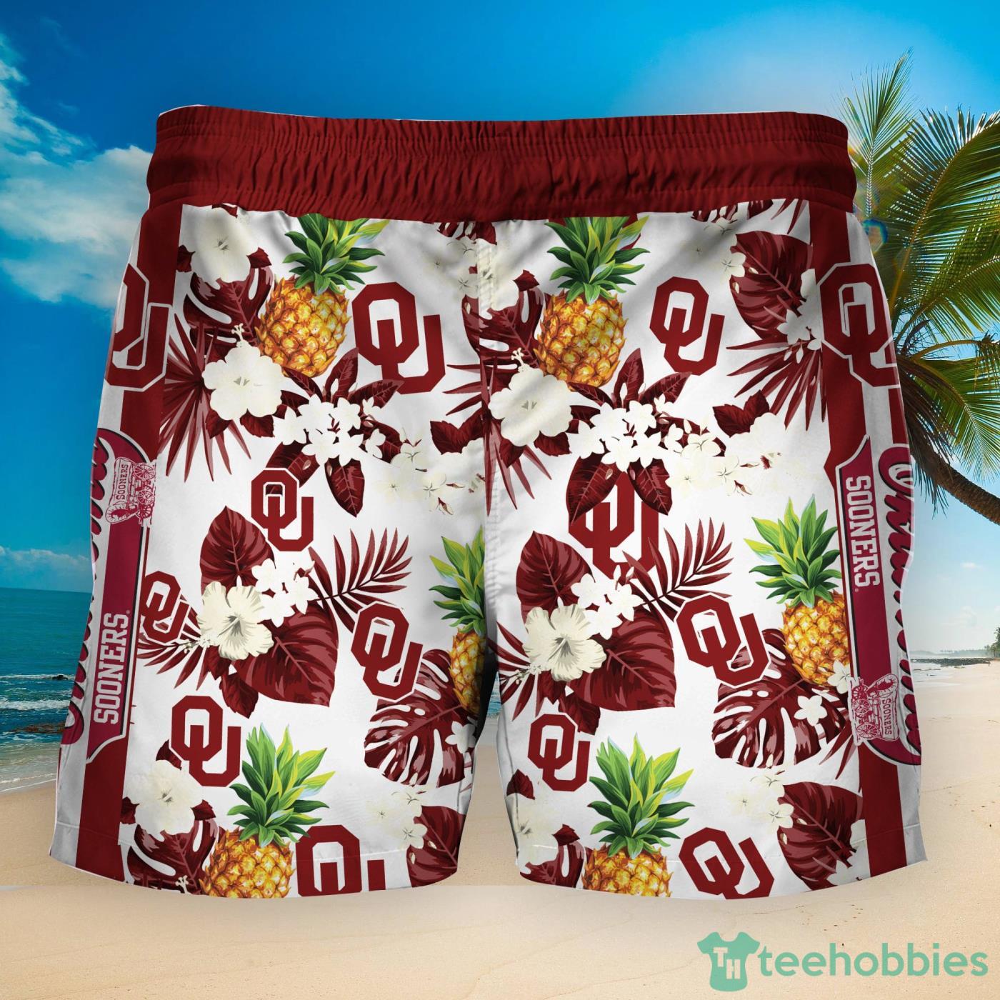 Oklahoma Sooners Pineapple Tropical Fruit Lover Hawaiian Shirt And Beach Shorts Product Photo 2