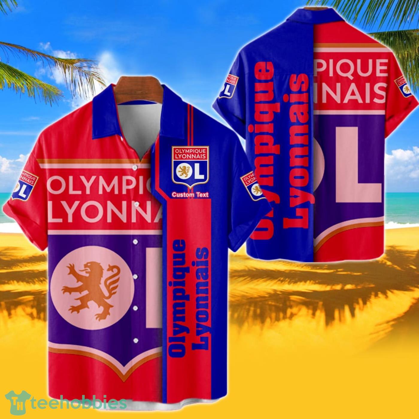 Olympique Lyonnais Hawaiian Shirt Custom Name 3D Short Sleeve Shirt Product Photo 1