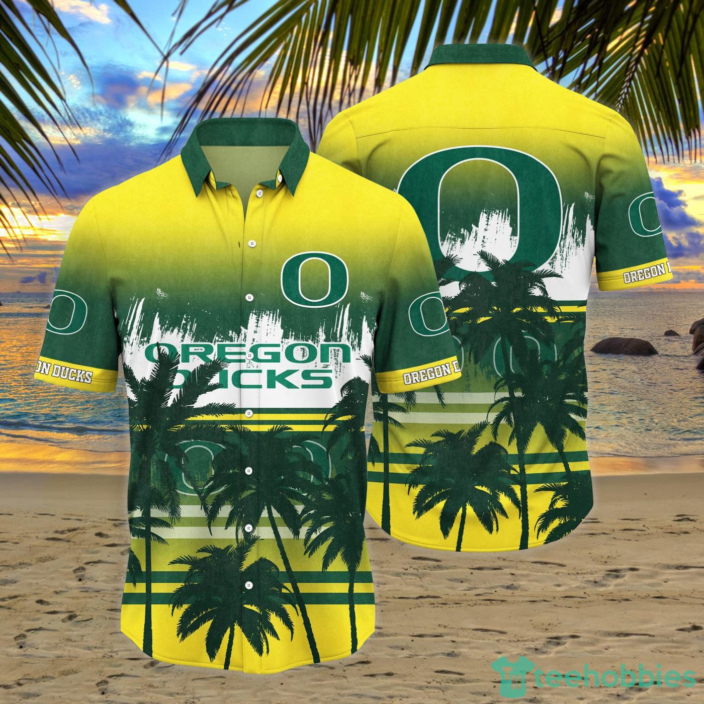 Oregon Ducks Coconut Tropical Hawaiian Shirt And Short Product Photo 1